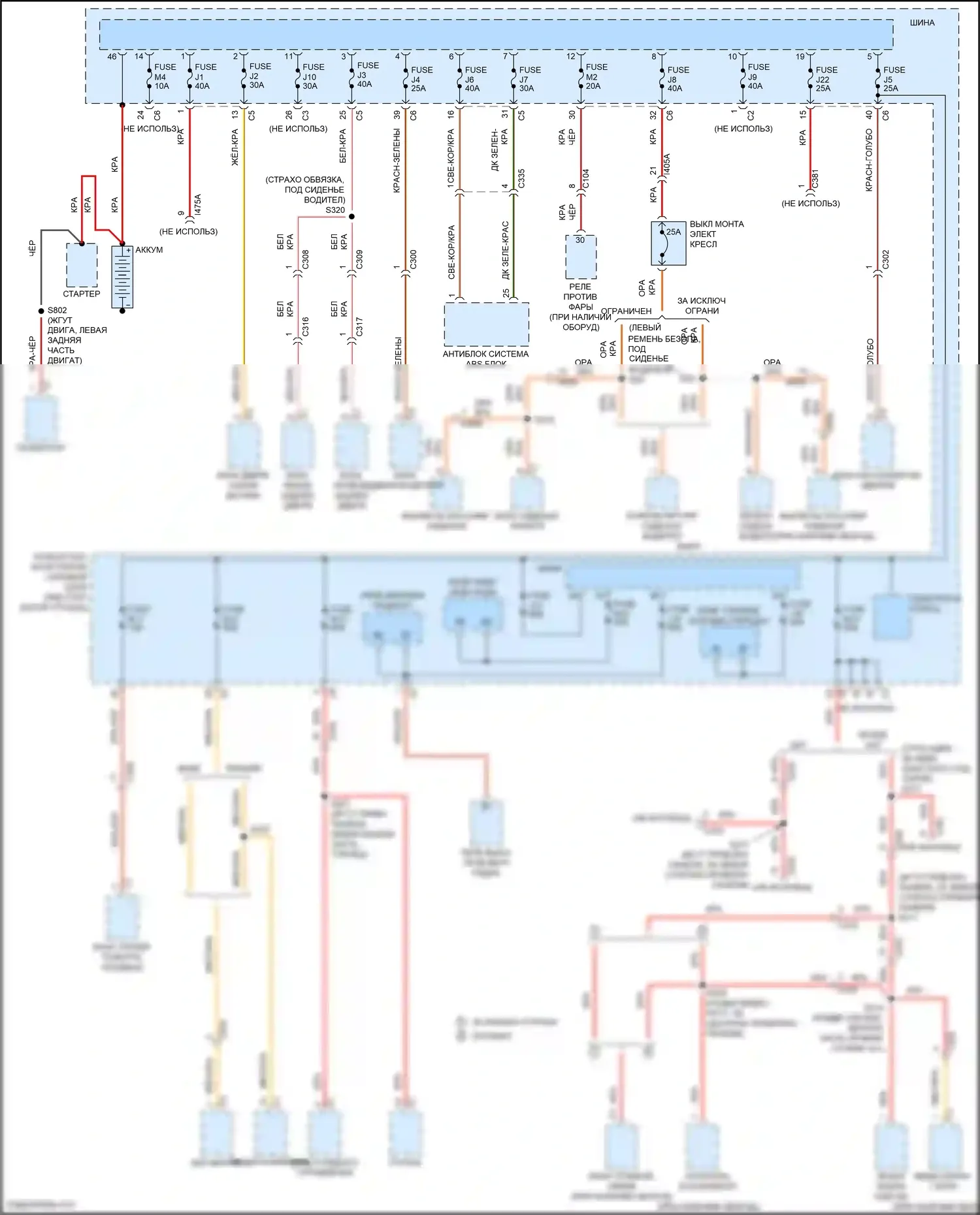Town & Country Chrysler V рестайлинг (2010-2016): Электросхема блока предохранителей реле (1 из 3) 