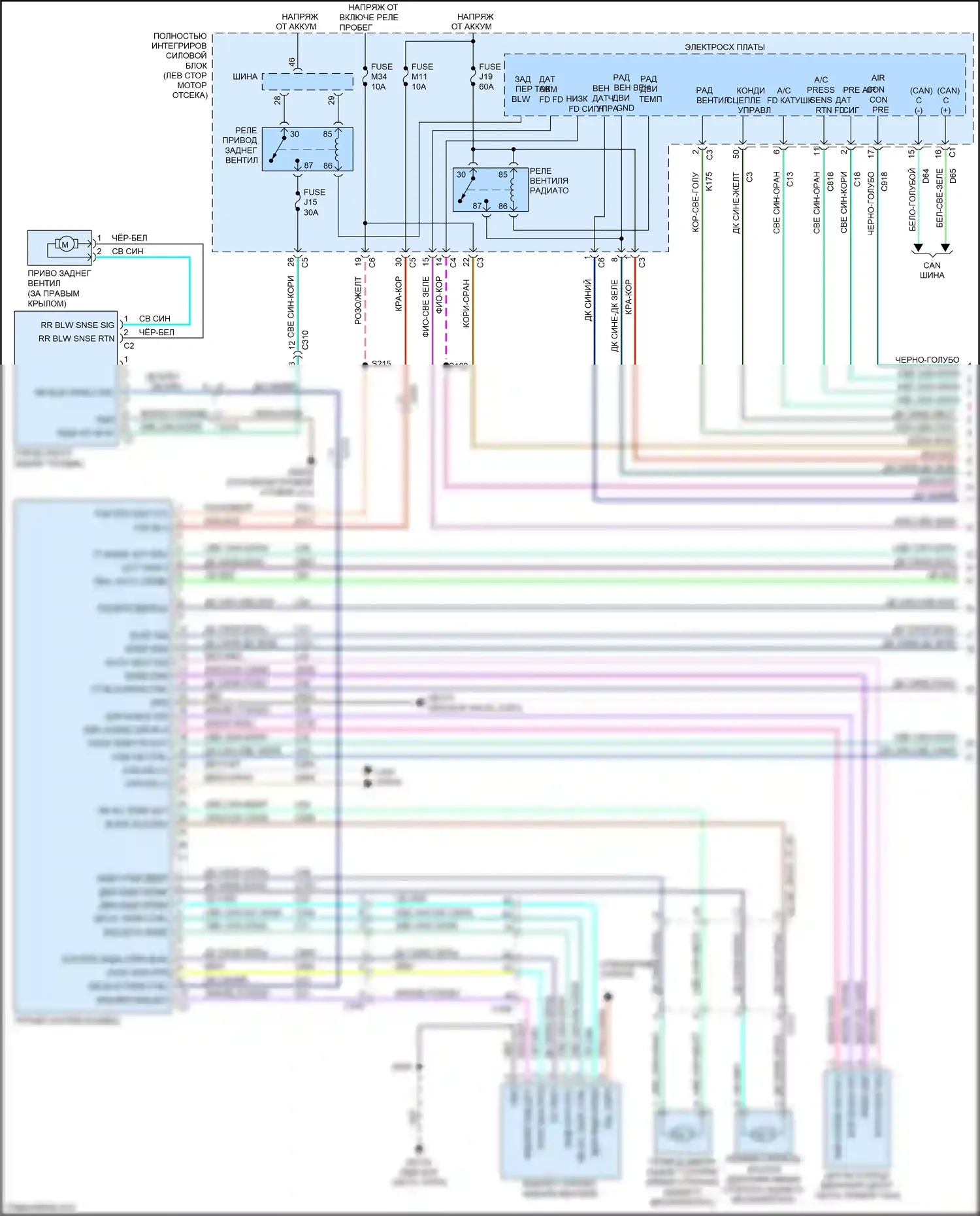 Town & Country Chrysler V рестайлинг (2010-2016): Электросхема климат контроля (1 из 2) 