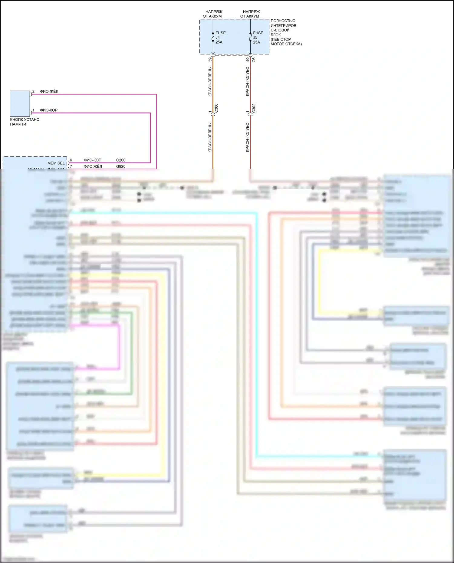 Town & Country Chrysler V рестайлинг (2010-2016): Электросхема зеркал памяти 
