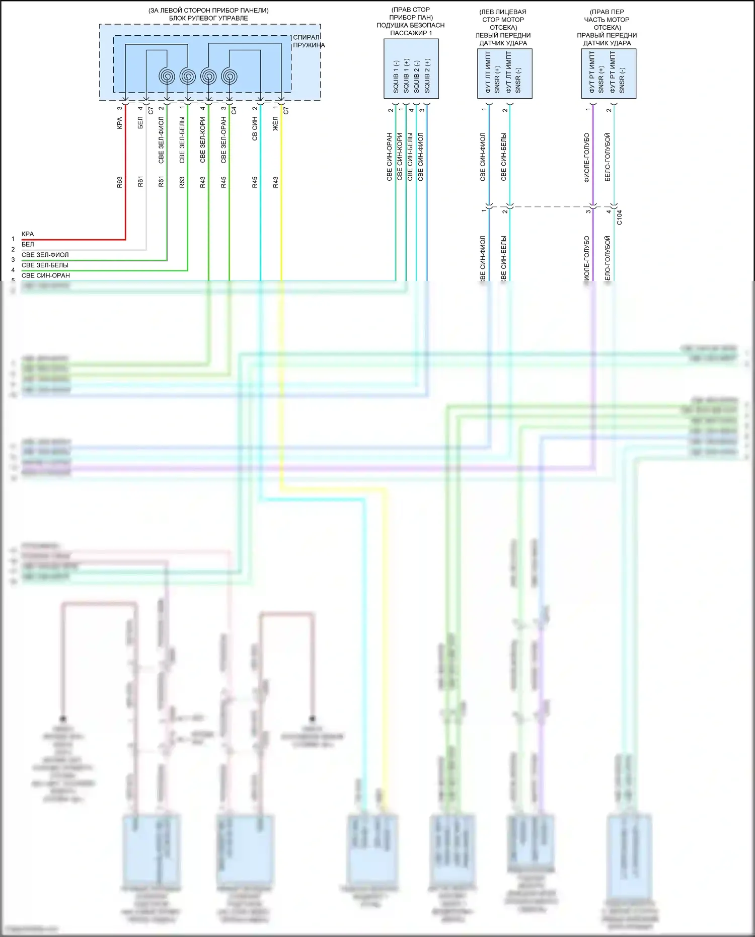 Town & Country Chrysler V рестайлинг (2010-2016): Электросхема подушек безопасности (2 из 3) 