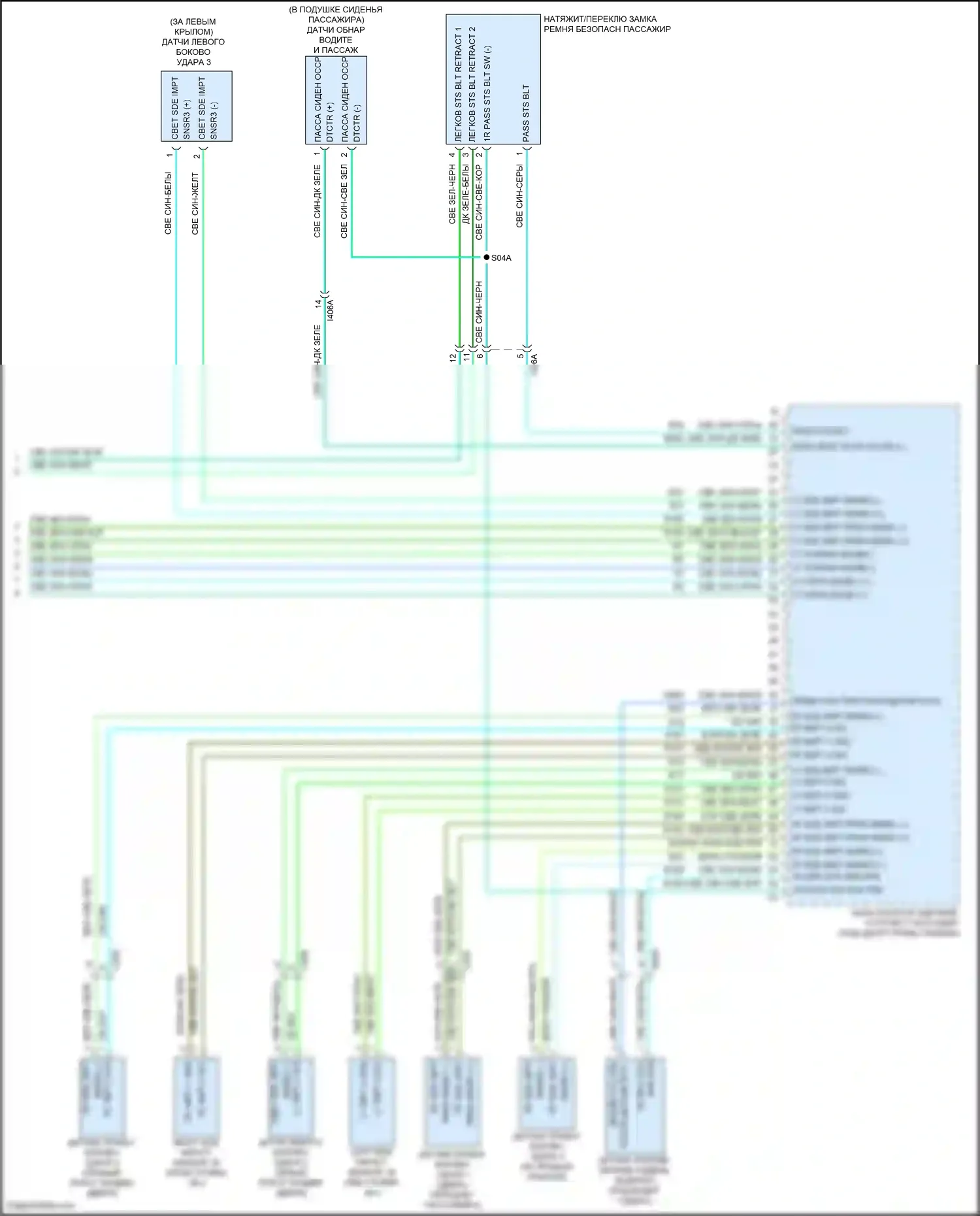 Town & Country Chrysler V рестайлинг (2010-2016): Электросхема подушек безопасности (3 из 3) 
