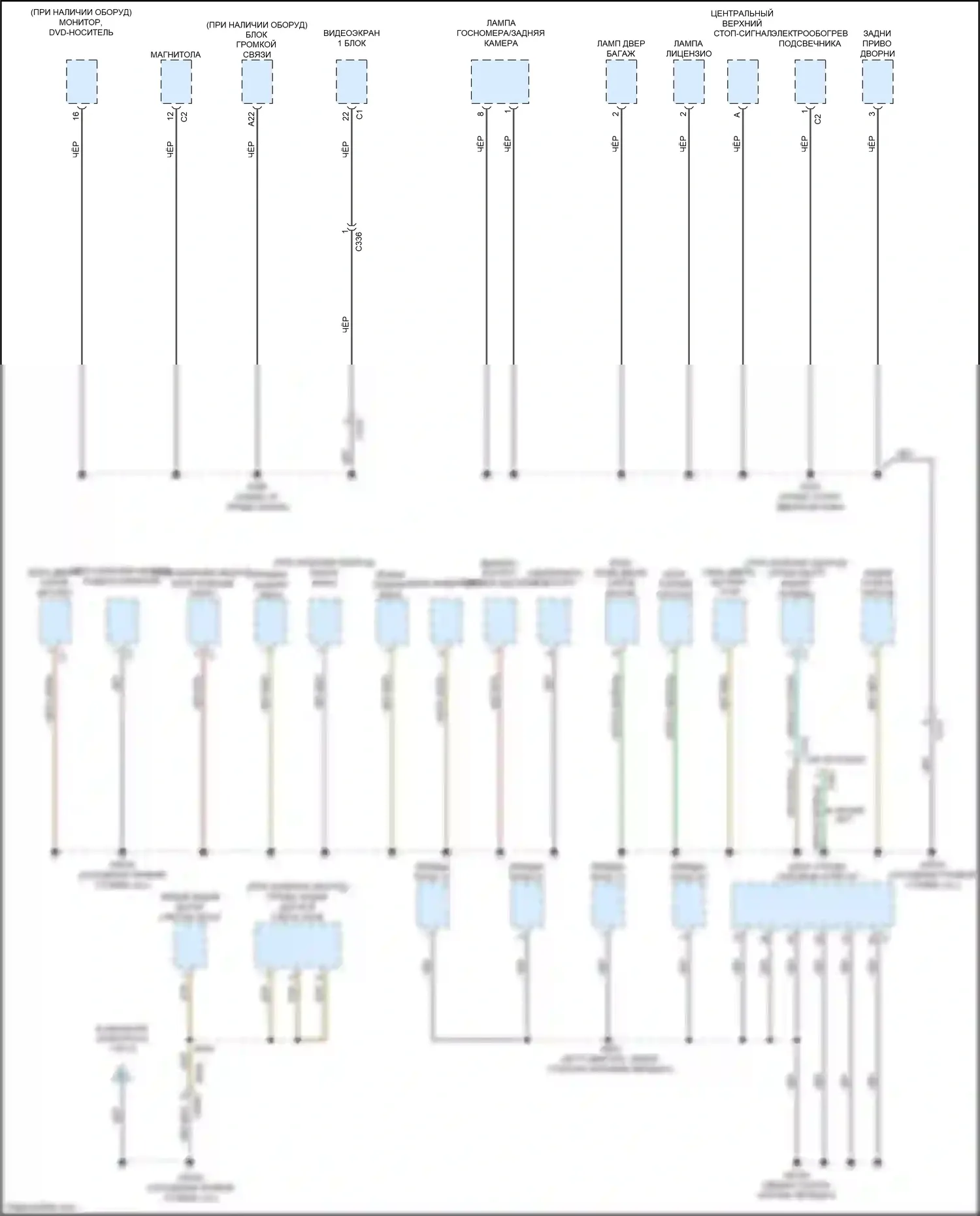 Town & Country Chrysler V рестайлинг (2010-2016): Электросхема точек подключения масс (3 из 4) 