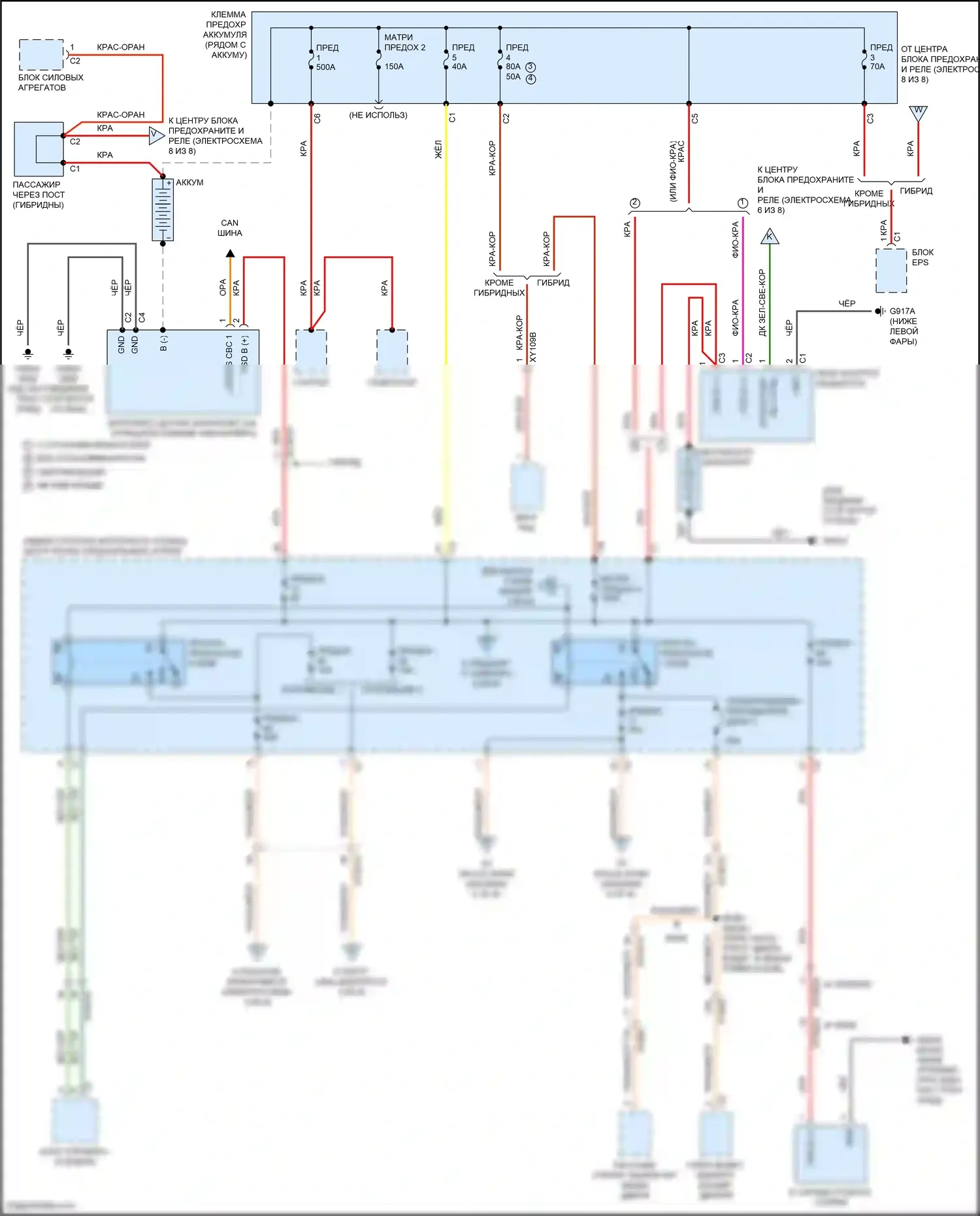 Voyager Chrysler VI (2019-2024): Электросхема блока предохранителей реле (1 из 8) 