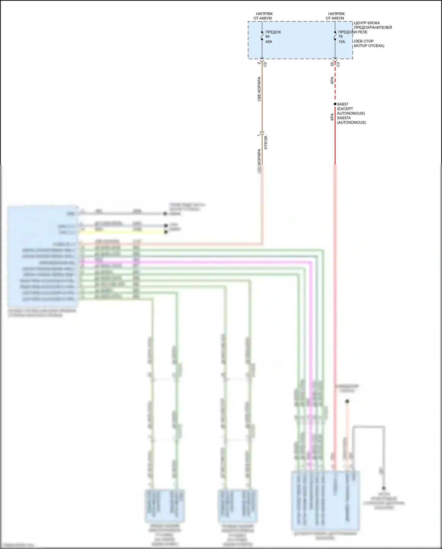 Voyager Chrysler VI (2019-2024): Электросхема растормаживания стояночного тормоза 