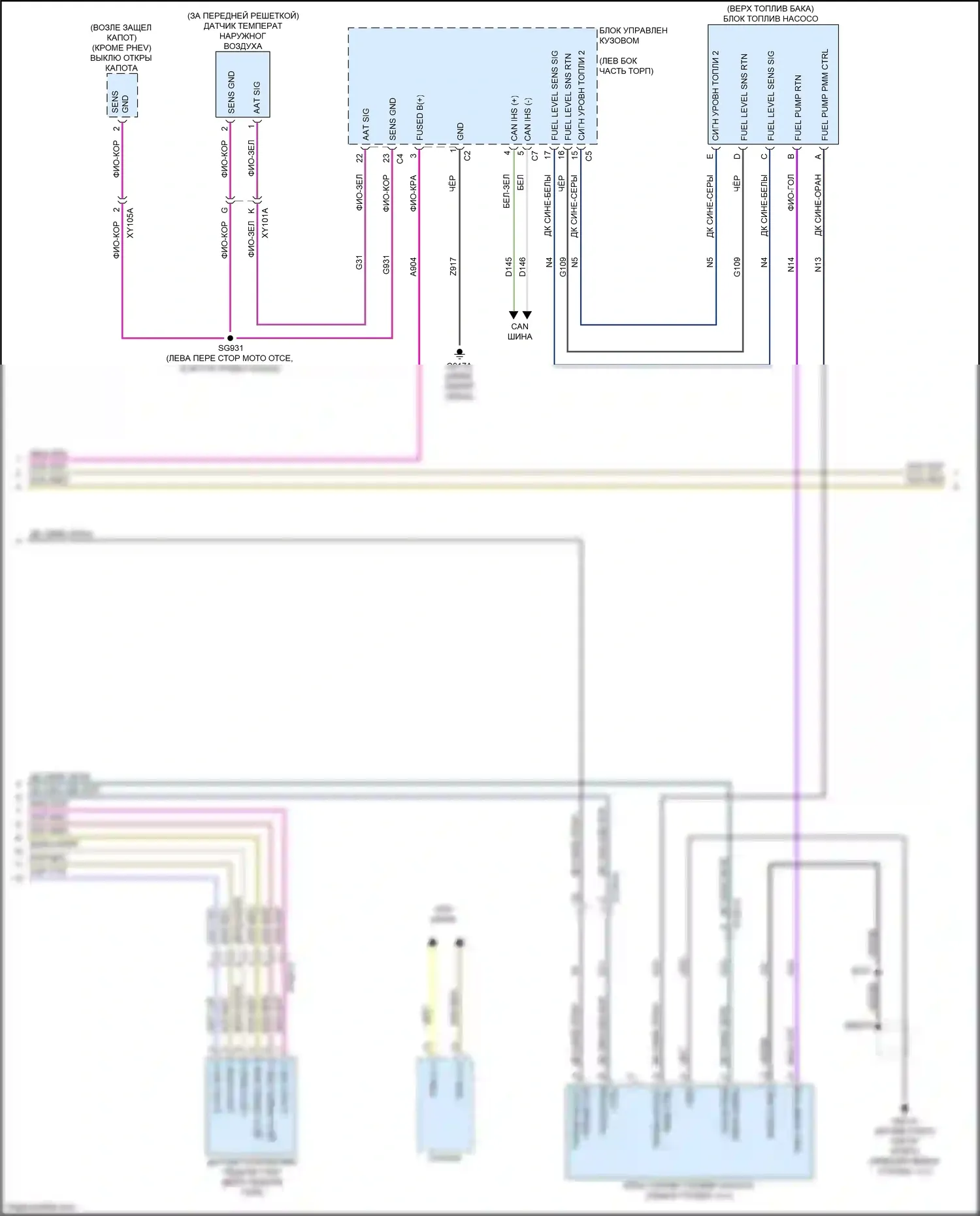 Voyager Chrysler VI (2019-2024): Электросхема двигателя 3.6л, электросхема органов управления двигателем (3 из 7) 