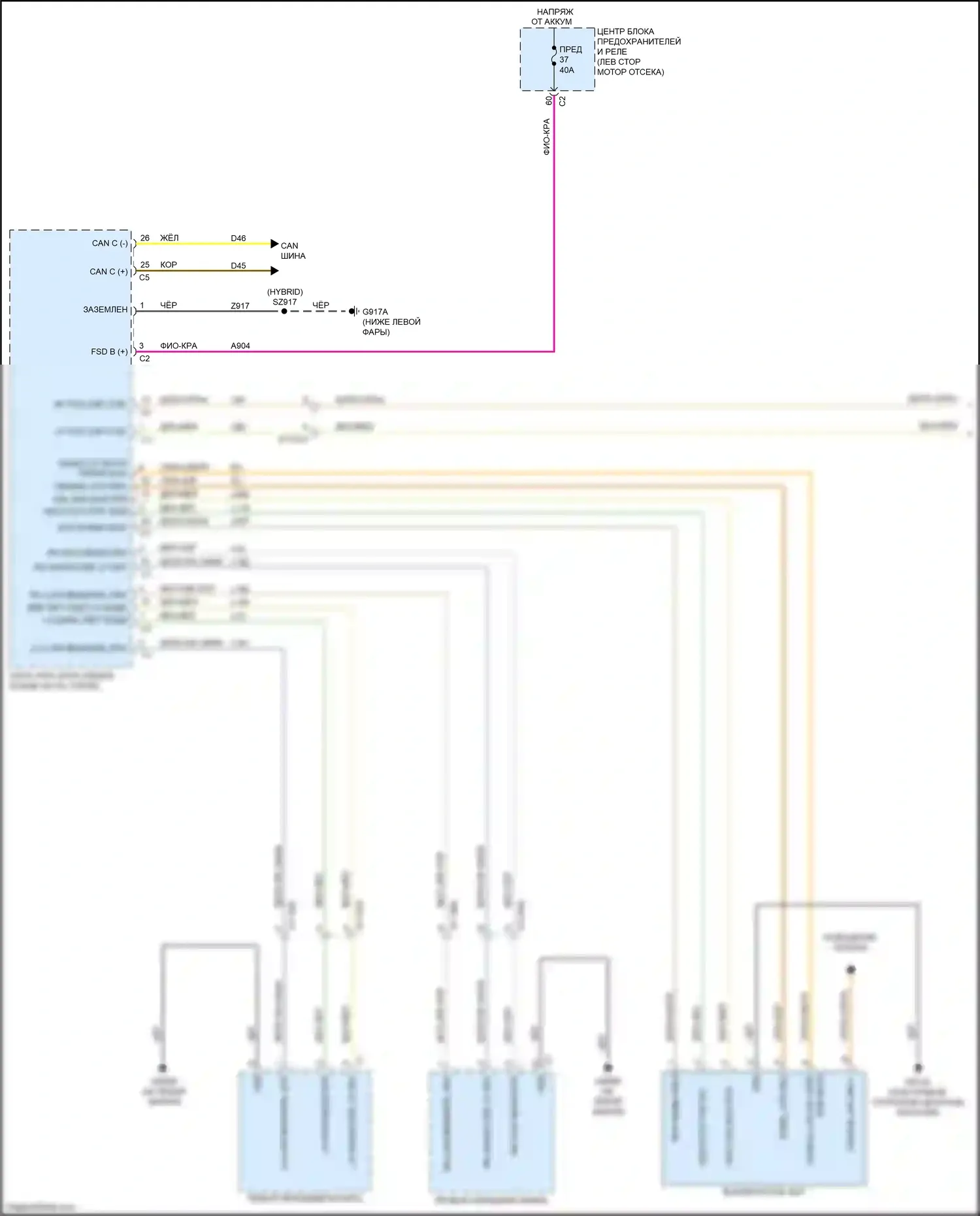 Voyager Chrysler VI (2019-2024): Электросхема фар, премиум (1 из 2) 
