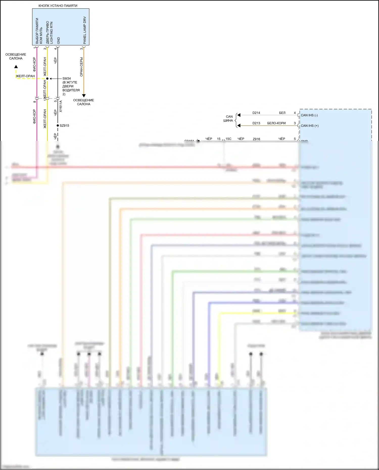 Voyager Chrysler VI (2019-2024): Электросхема памяти зеркал (2 из 2) 