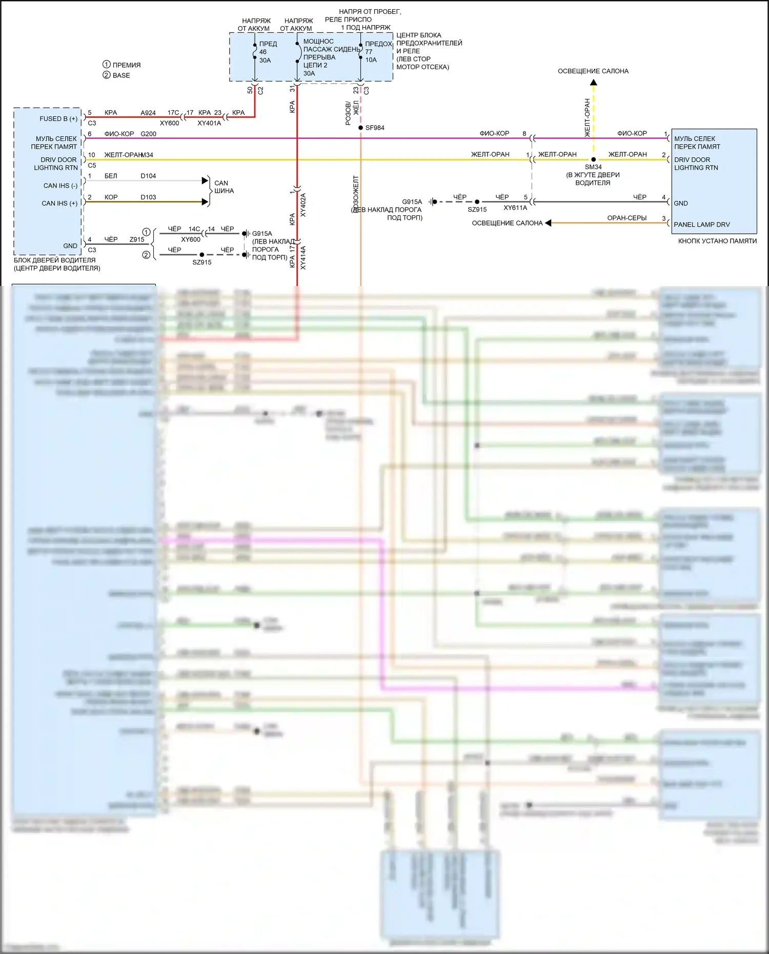 Voyager Chrysler VI (2019-2024): Электросхема сиденья памяти пассажира 