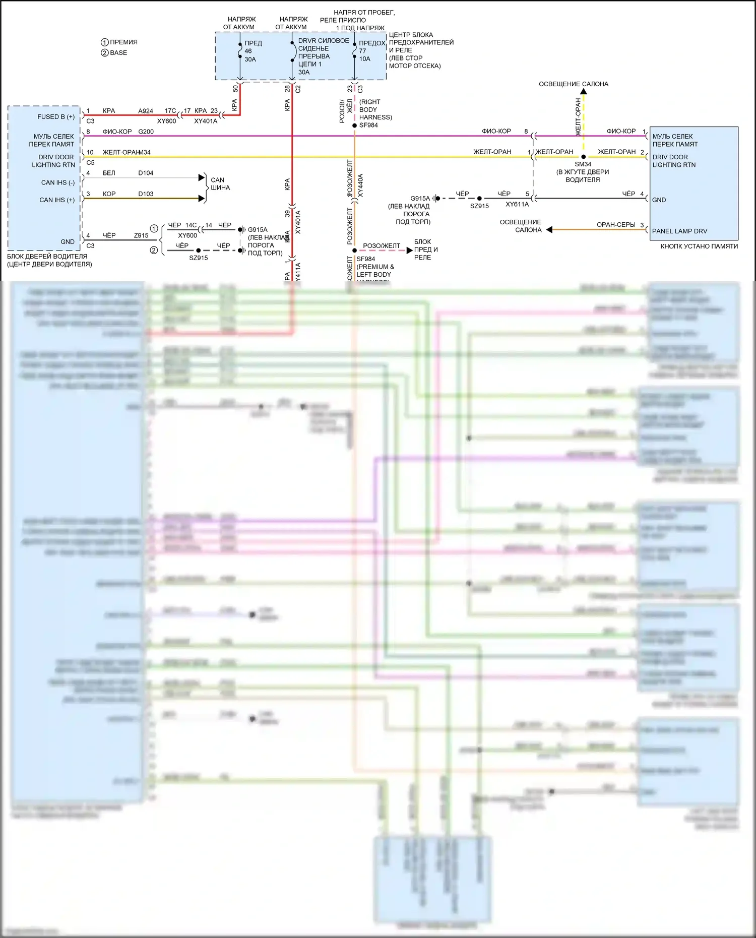 Voyager Chrysler VI (2019-2024): Электросхема сиденья памяти водителя 