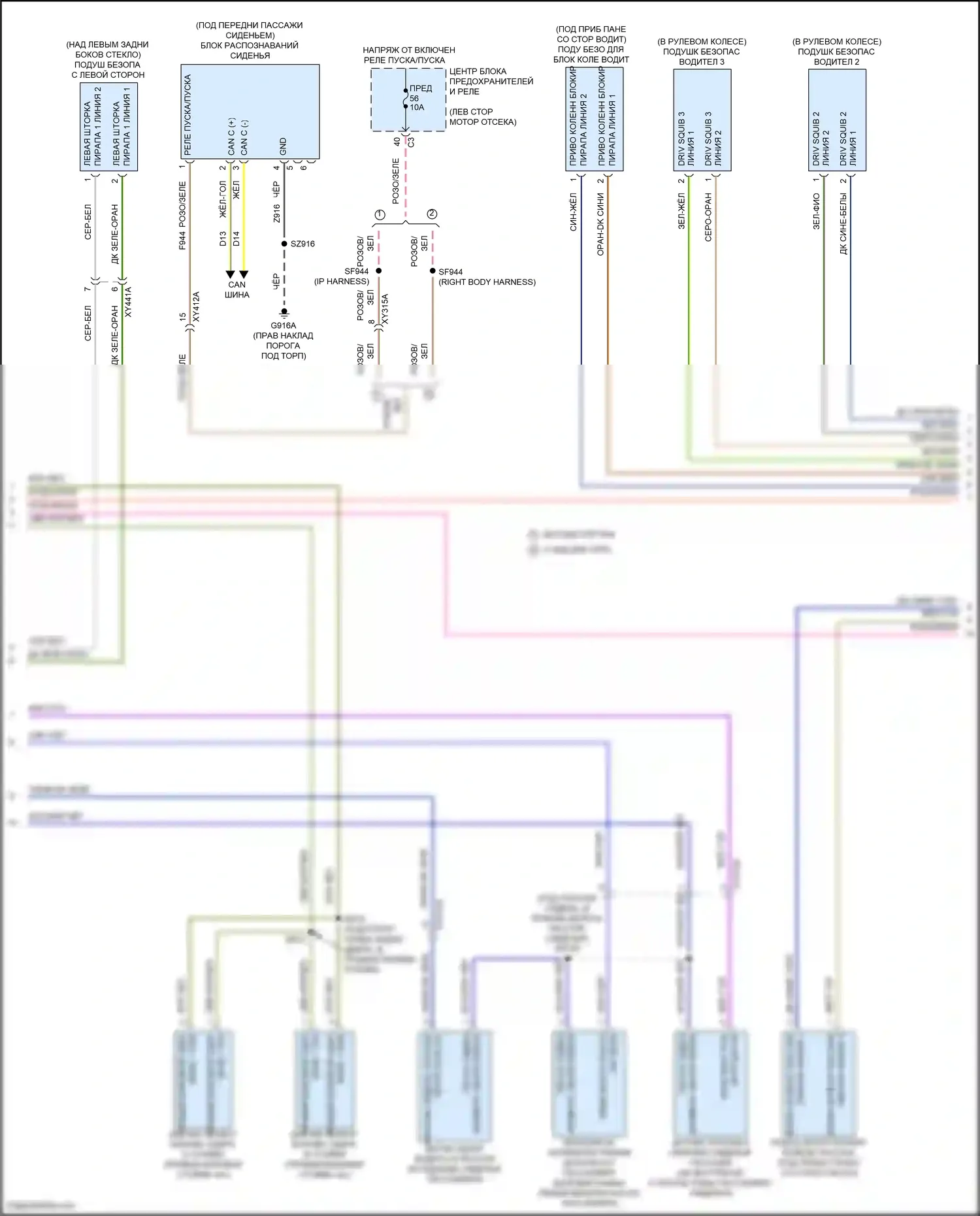 Voyager Chrysler VI (2019-2024): Электросхема подушек безопасности (3 из 4) 