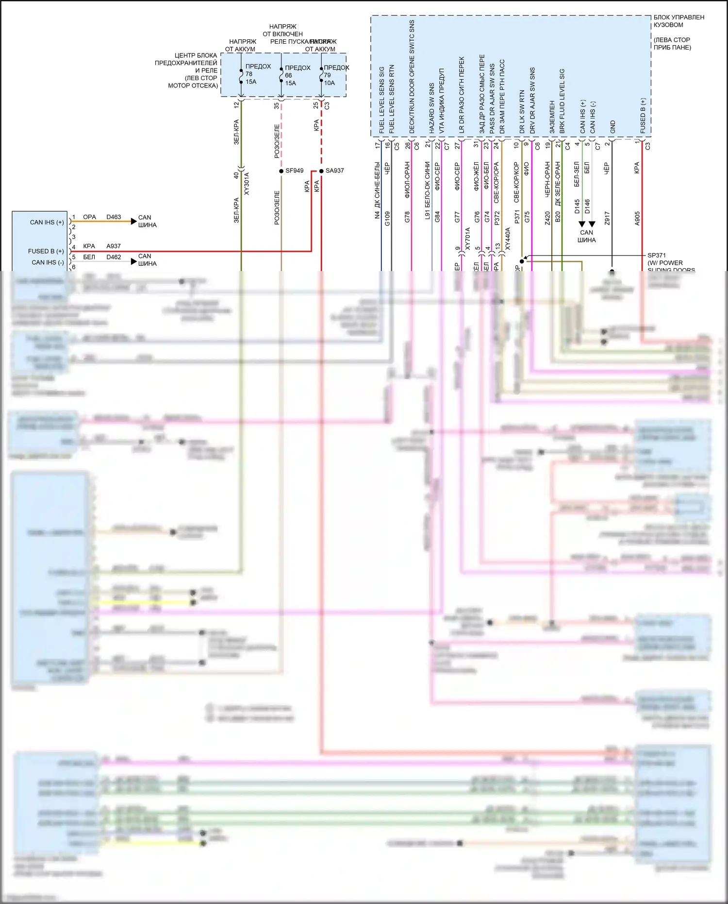 Voyager Chrysler VI (2019-2024): Электросхема приборной панели (1 из 2) 