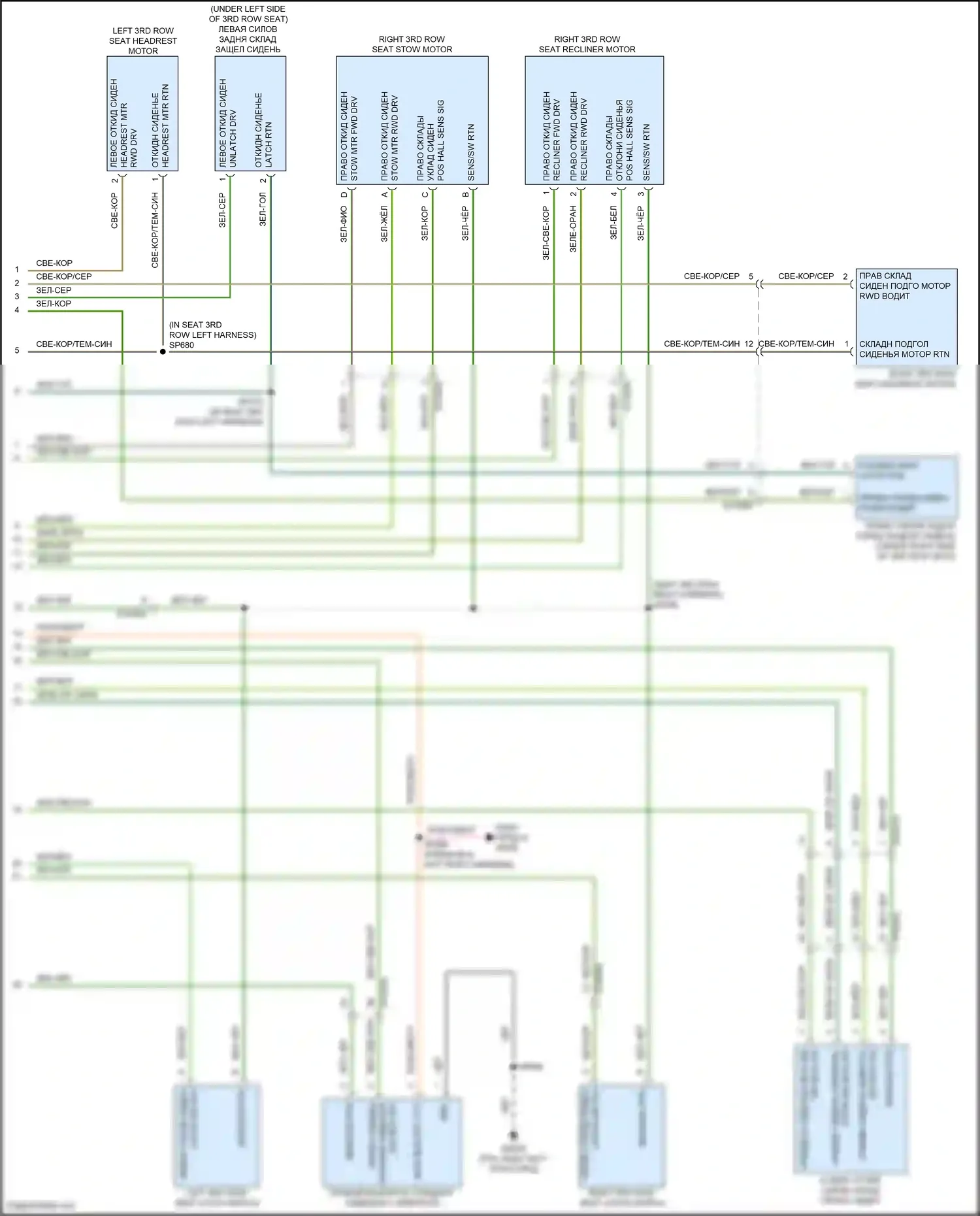 Voyager Chrysler VI (2019-2024): Электросхема складного сиденья третьего ряда (2 из 2) 