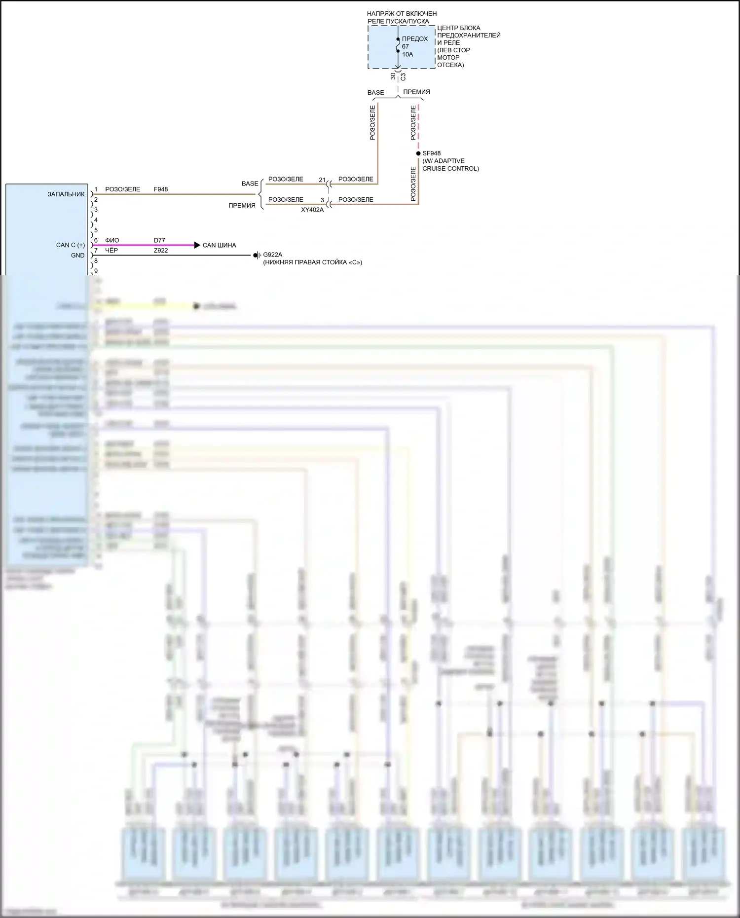 Voyager Chrysler VI (2019-2024): Электросхема парктроника 