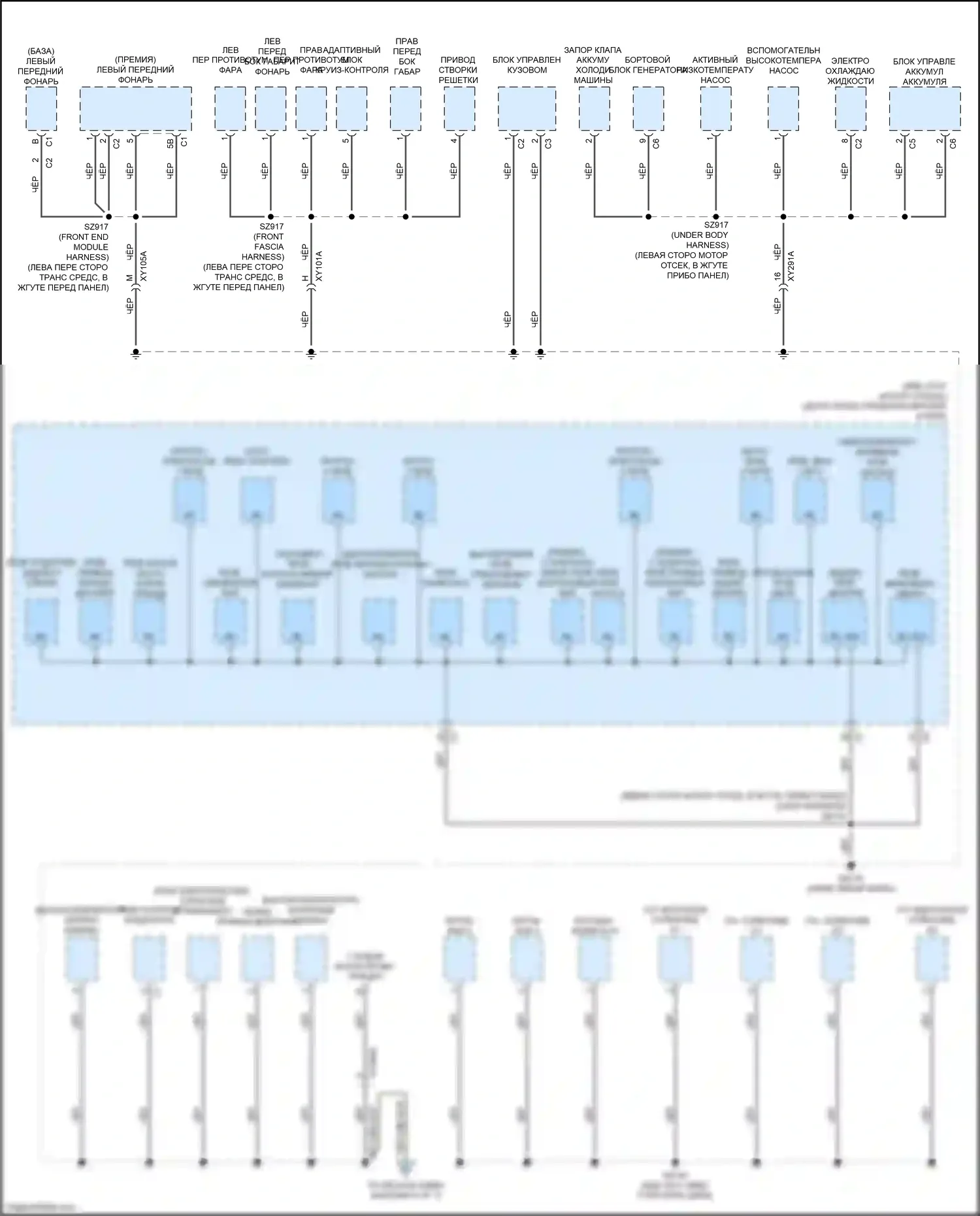 Voyager Chrysler VI (2019-2024): Электросхема разводки массы (2 из 7) 