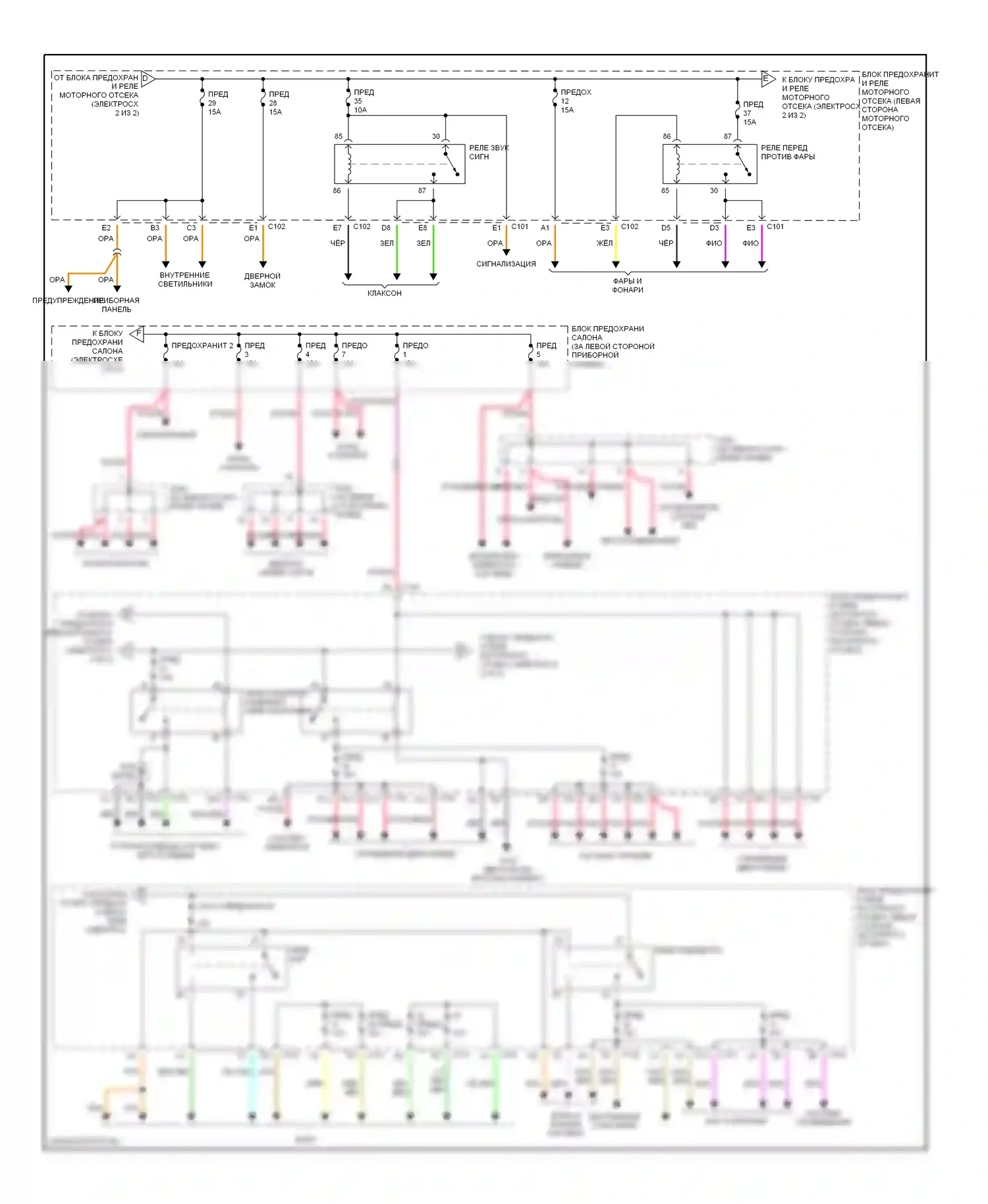 Nubira Daewoo II (1999-2003): Электросхема блока предохранителей реле (2 из 2) 