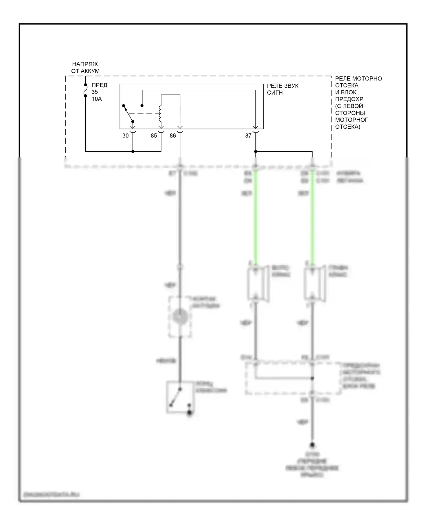 Nubira Daewoo II (1999-2003): Электросхема клаксона 