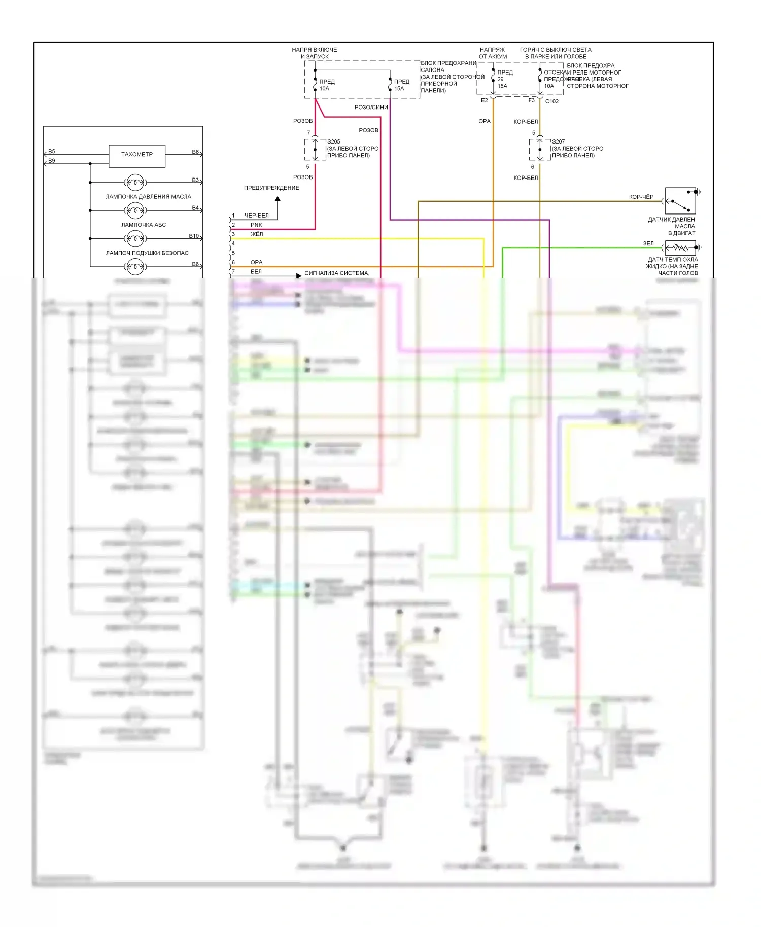 Nubira Daewoo II (1999-2003): Электросхема приборной панели 