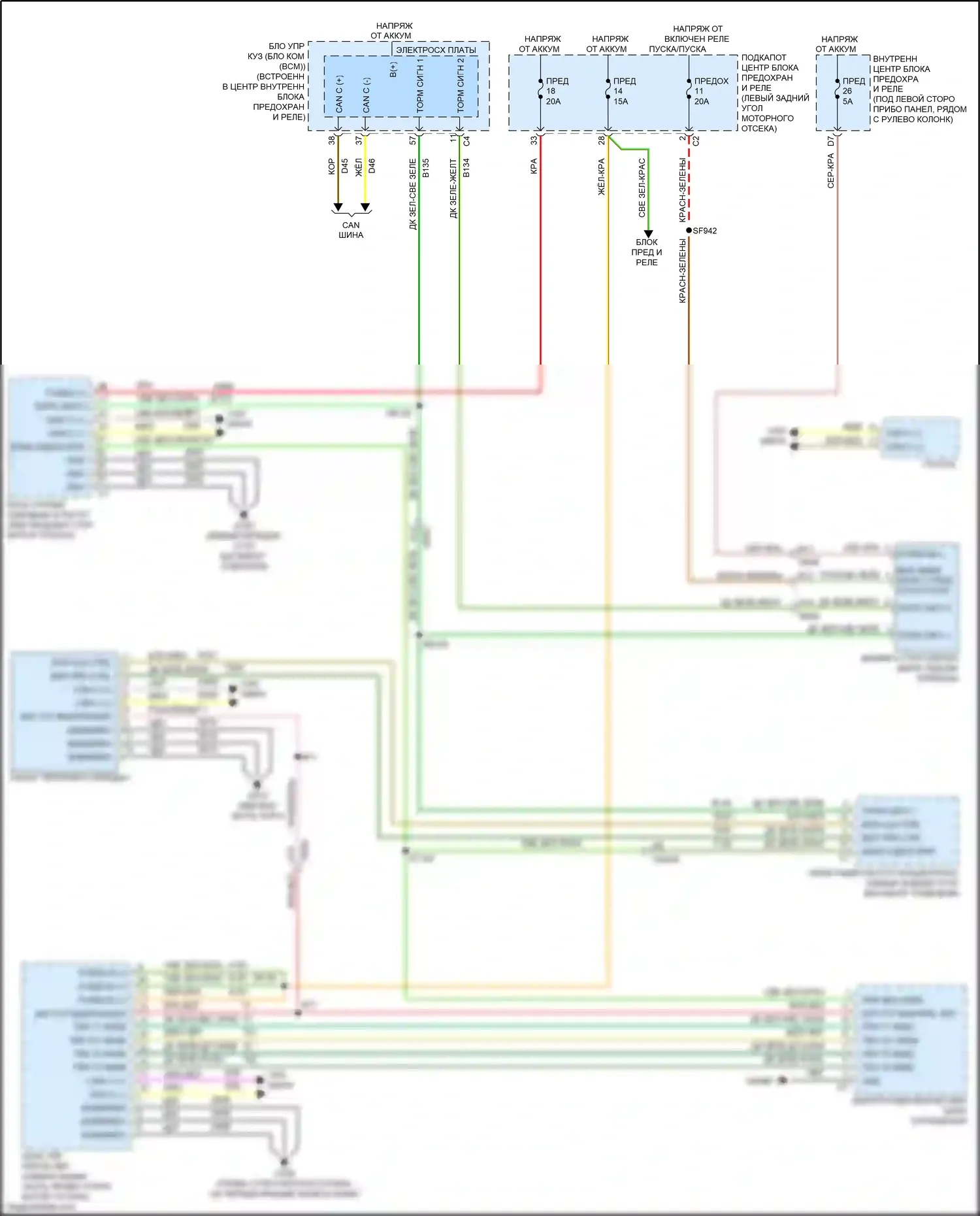 Dart Dodge PF (2012-2016): Электросхема блокировки селектора, без коробки передач с двойным сцеплением 