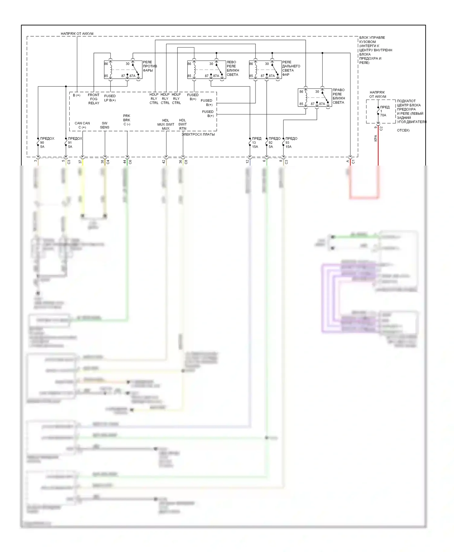 Dart Dodge PF (2012-2016): Электросхема фар 