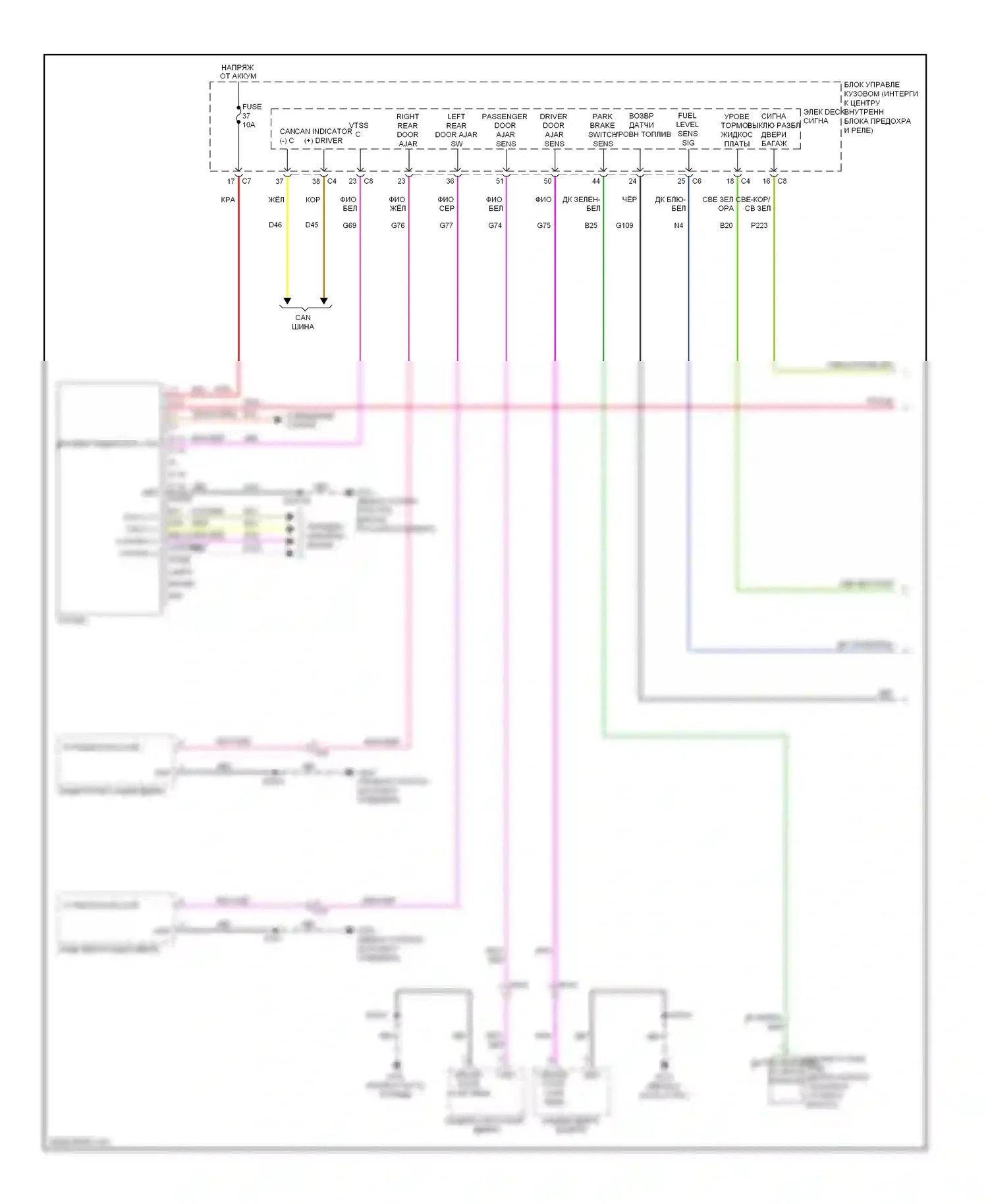 Dart Dodge PF (2012-2016): Электросхема приборной панели (1 из 2) 