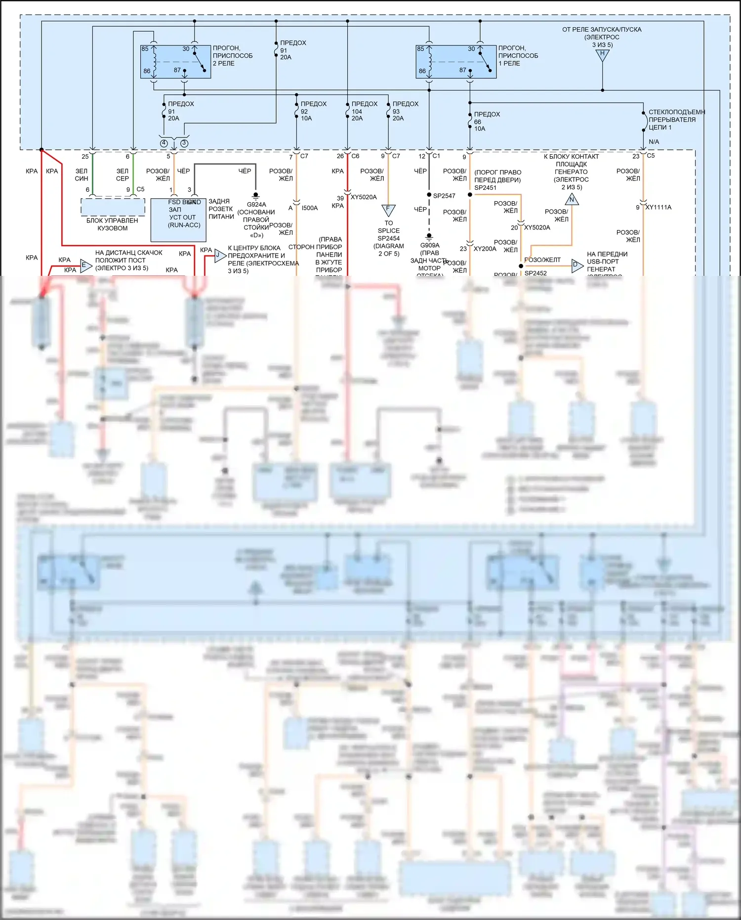 Durango SRT Dodge III рестайлинг 2 (2020-2024): Электросхема блока предохранителей реле (1 из 5) 