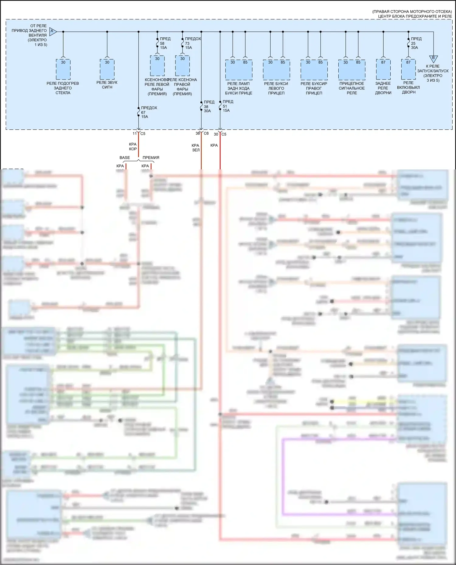 Durango SRT Dodge III рестайлинг 2 (2020-2024): Электросхема блока предохранителей реле (2 из 5) 
