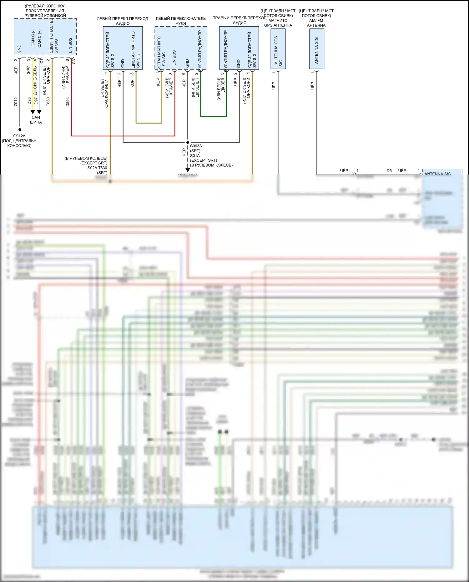Durango SRT Dodge III рестайлинг 2 (2020-2024): Электросхема магнитолы, премиум 2 без rfv (4 из 5) 