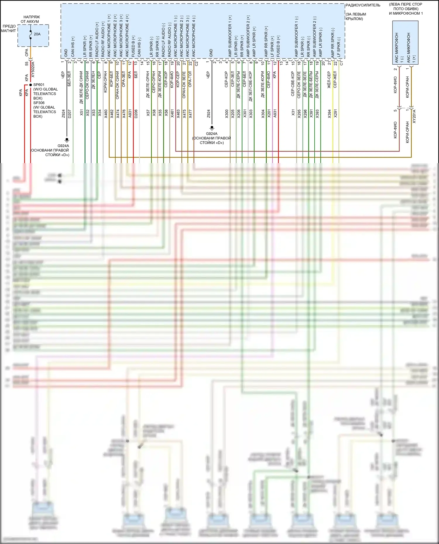 Durango SRT Dodge III рестайлинг 2 (2020-2024): Электросхема магнитолы, премиум 2 с rfv (2 из 5) 