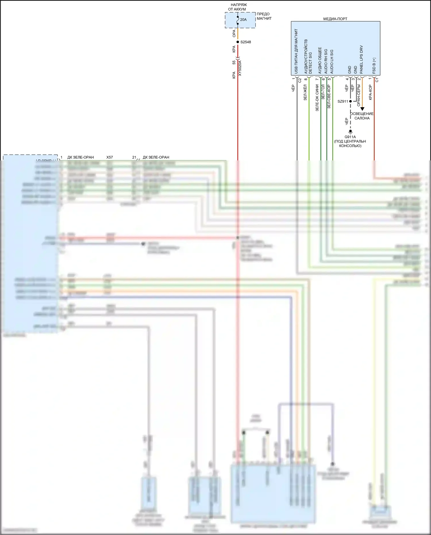 Durango SRT Dodge III рестайлинг 2 (2020-2024): Электросхема магнитолы, премиум с rfv (1 из 5) 