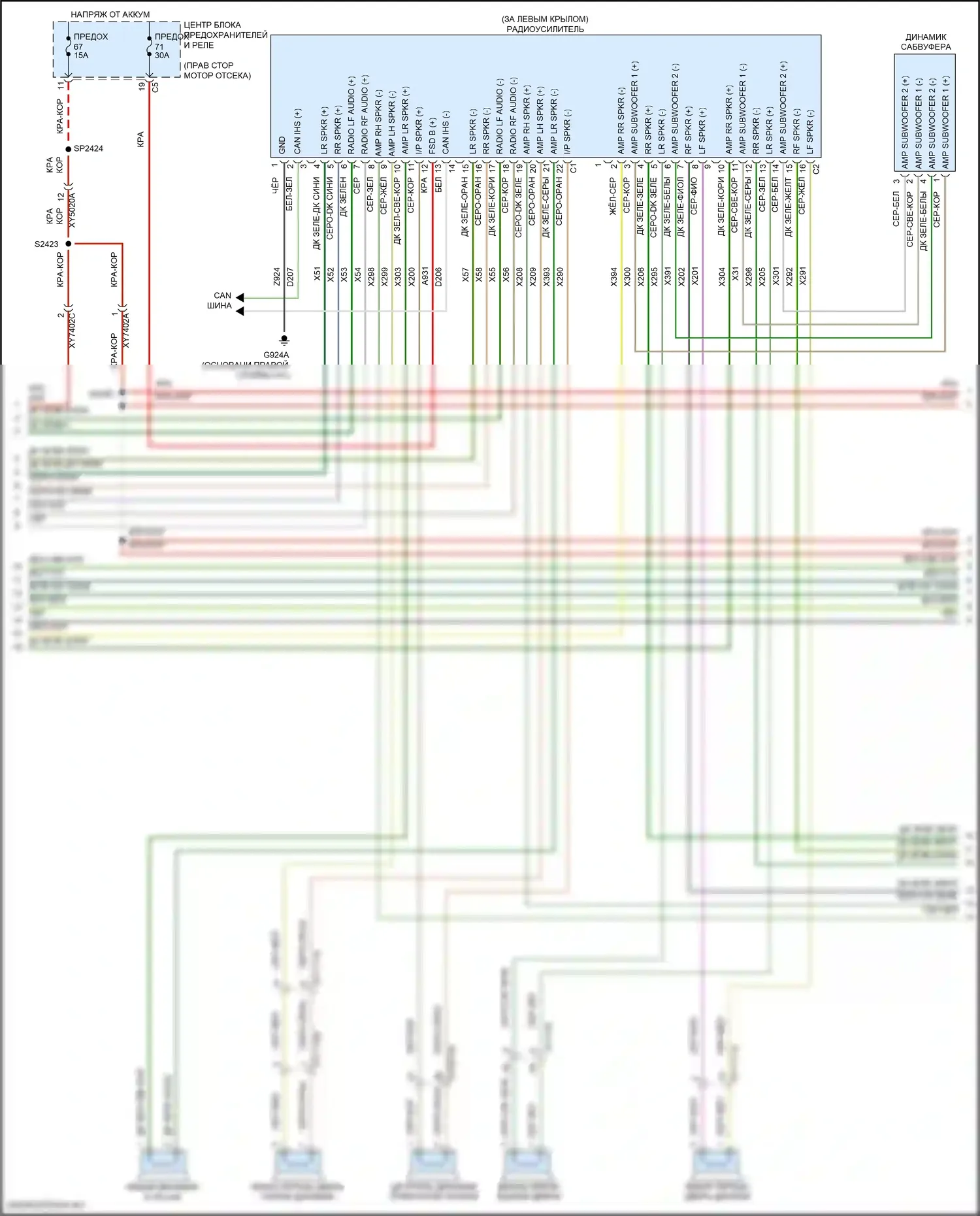 Durango SRT Dodge III рестайлинг 2 (2020-2024): Электросхема магнитолы, премиум с rfv (2 из 5) 