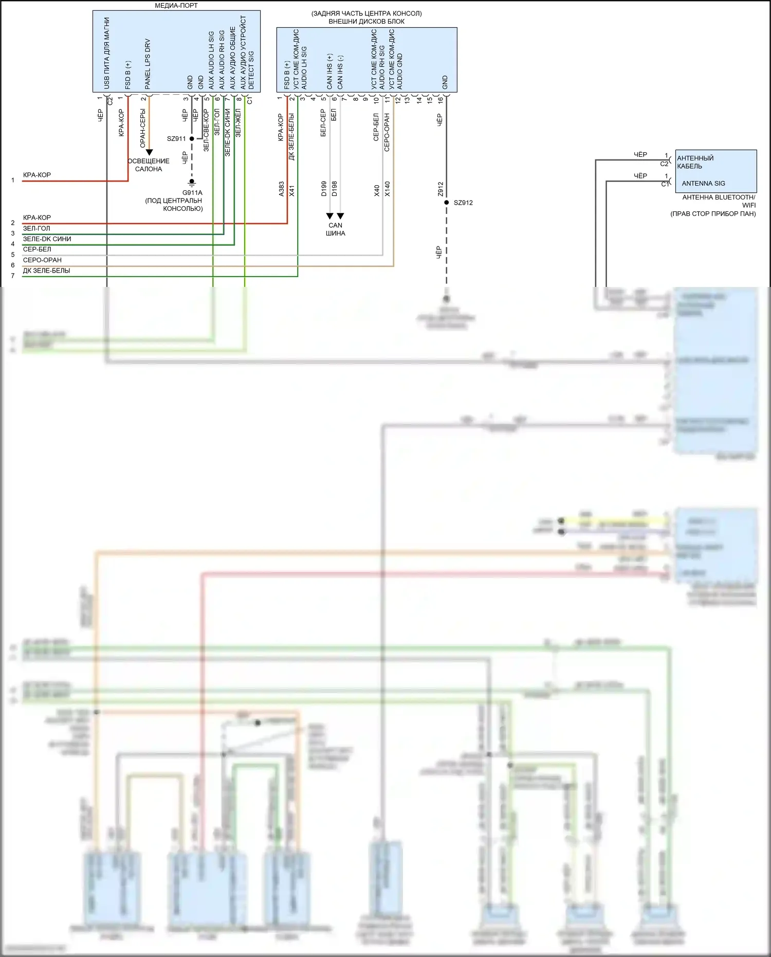 Durango SRT Dodge III рестайлинг 2 (2020-2024): Магнитола электросхема, базовая без rfv (2 из 2) 