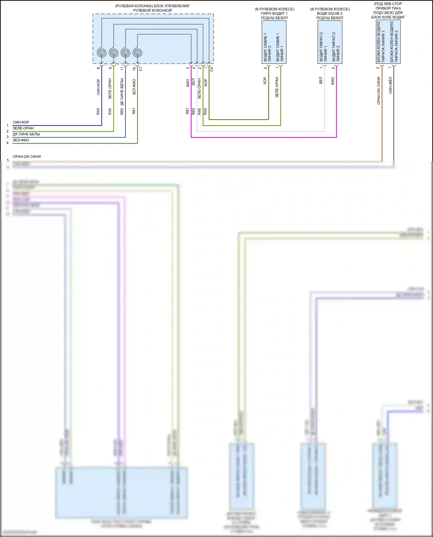 Durango SRT Dodge III рестайлинг 2 (2020-2024): Электросхема подушек безопасности (2 из 3) 