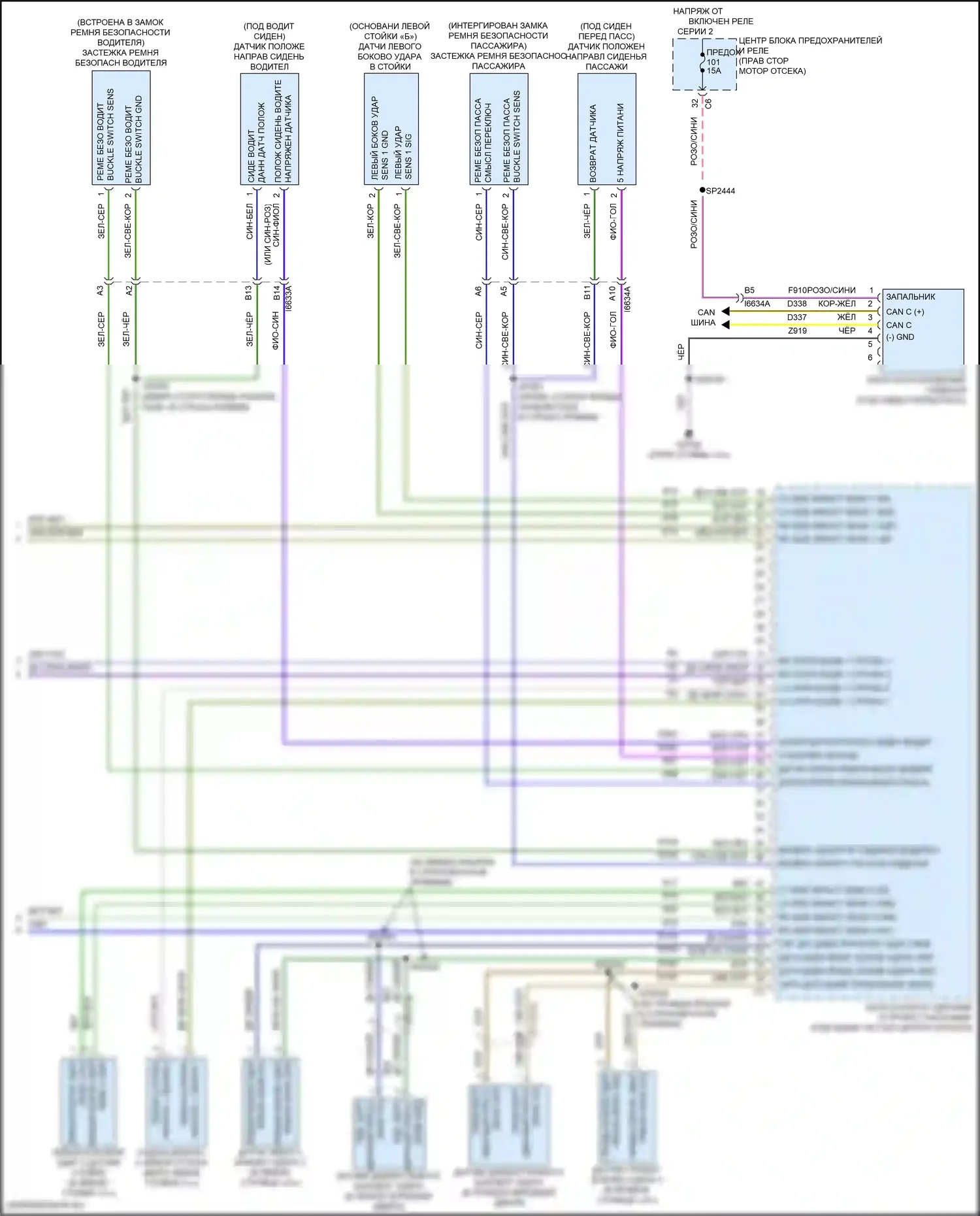 Durango SRT Dodge III рестайлинг 2 (2020-2024): Электросхема подушек безопасности (3 из 3) 