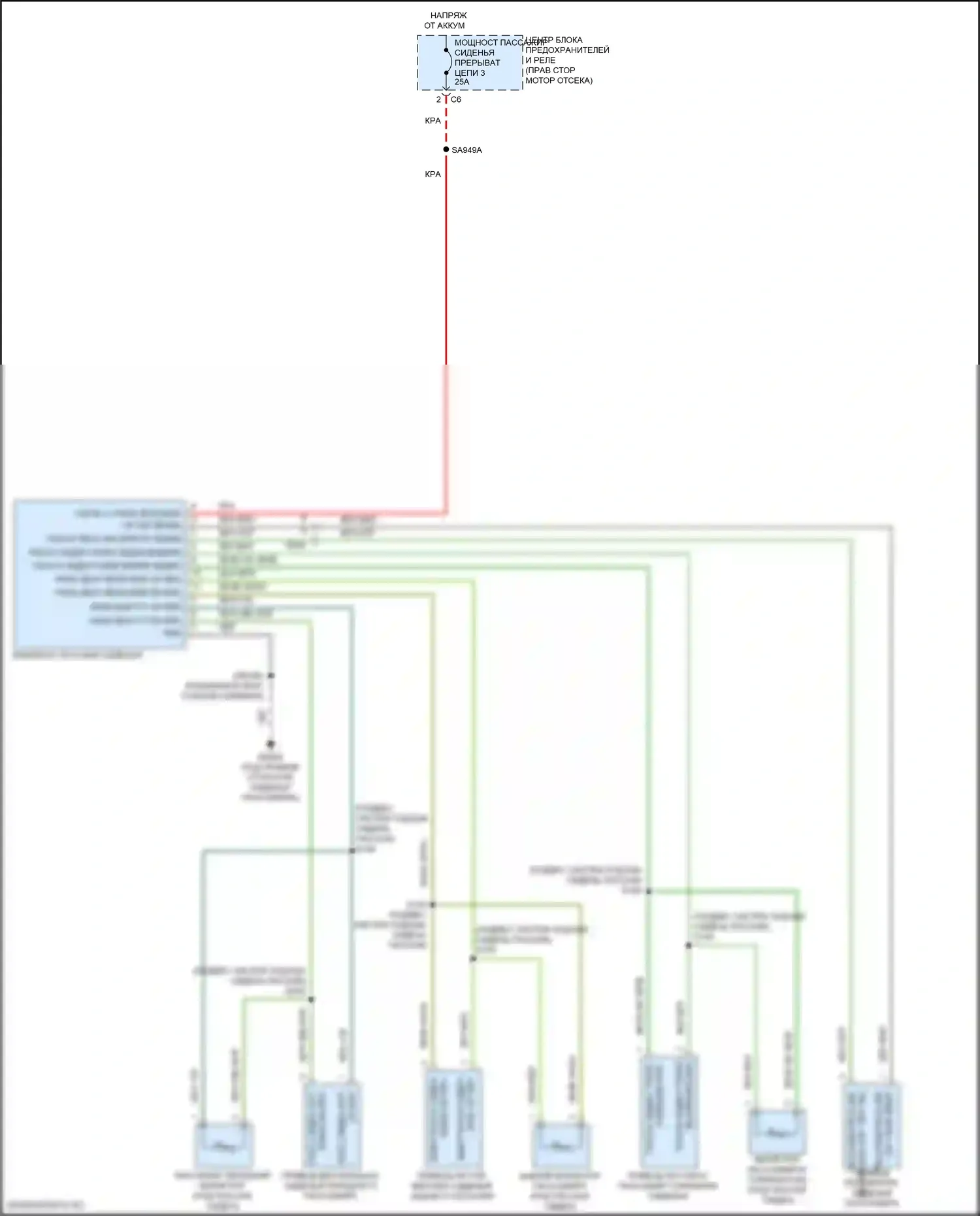 Durango SRT Dodge III рестайлинг 2 (2020-2024): Электросхема сиденья питания для пассажиров 