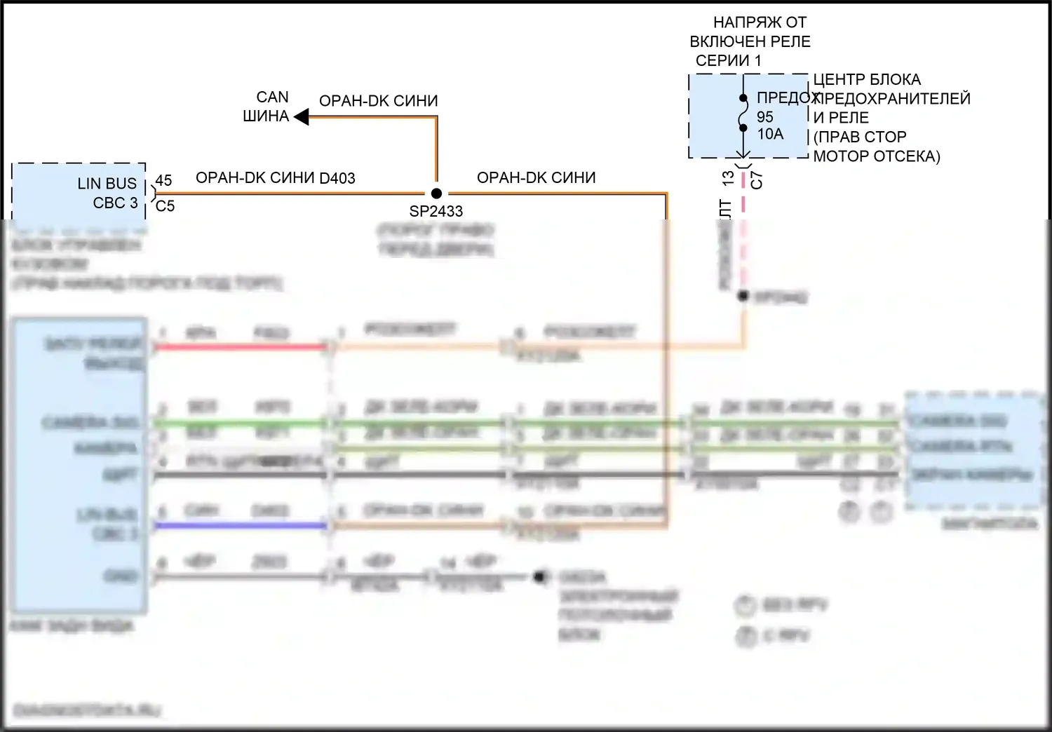Durango SRT Dodge III рестайлинг 2 (2020-2024): Электросхема камеры заднего вида 