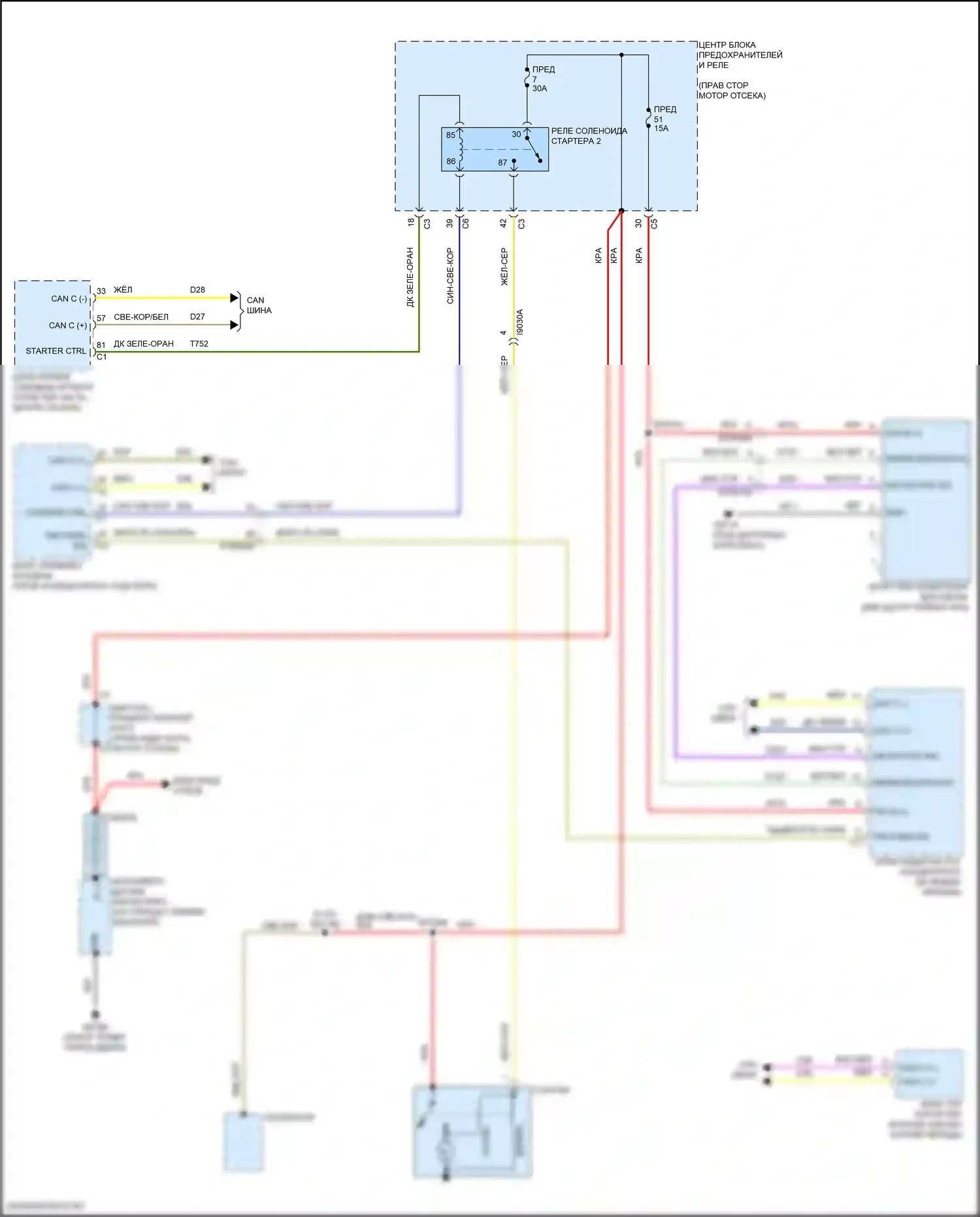 Durango SRT Dodge III рестайлинг 2 (2020-2024): 6.4l, электросхема стартера 