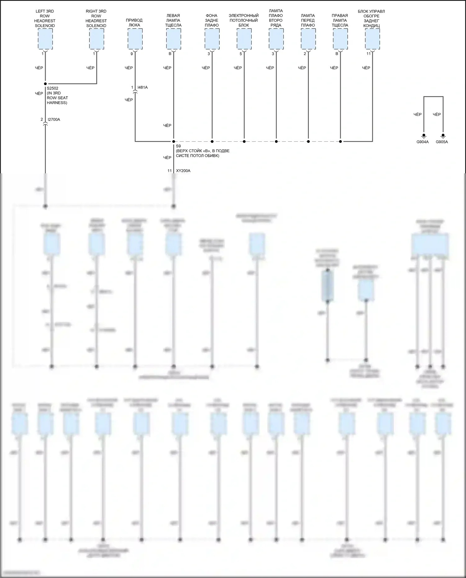 Durango SRT Dodge III рестайлинг 2 (2020-2024): Электросхема точек подключения масс (4 из 4) 