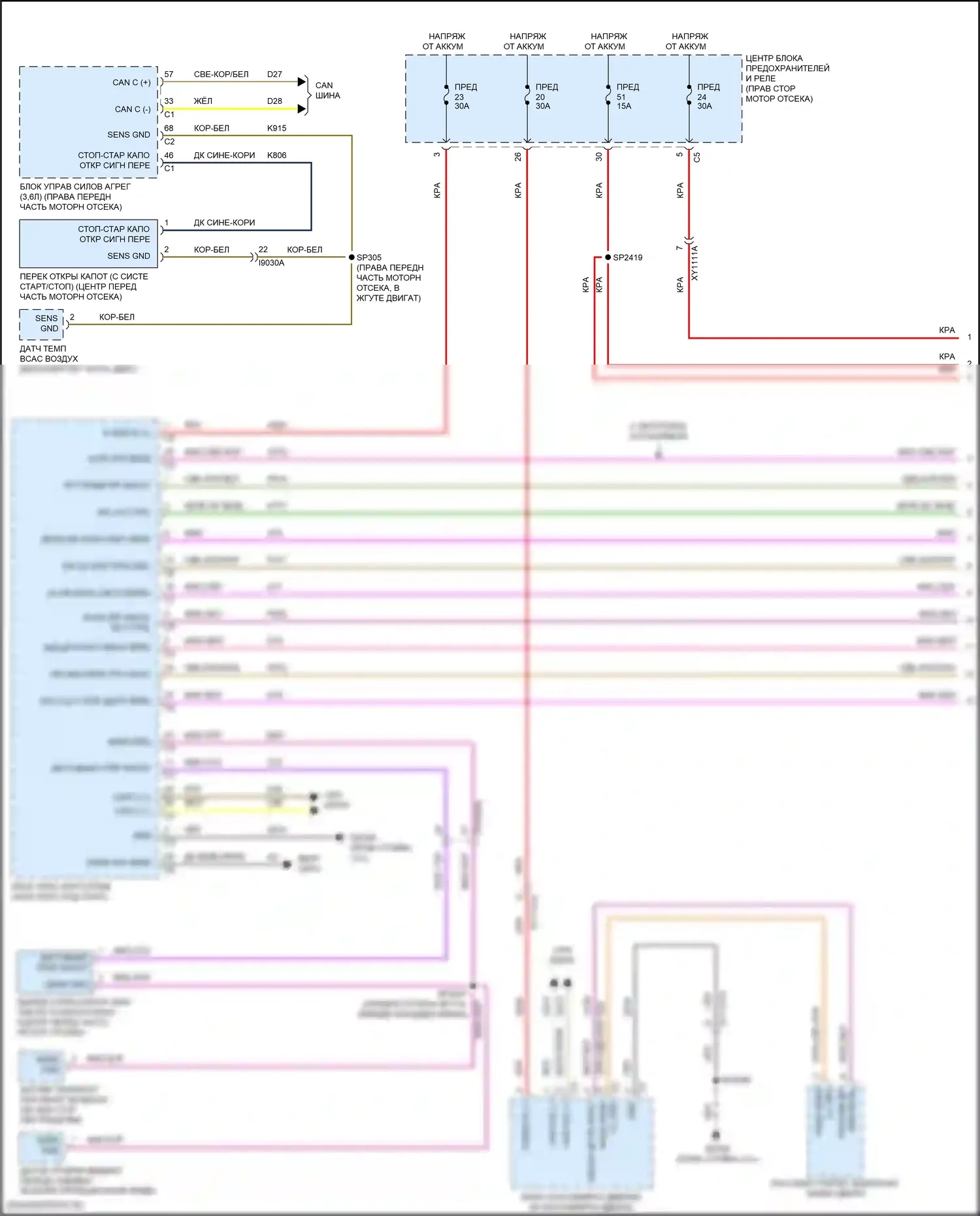 Durango SRT Dodge III рестайлинг 2 (2020-2024): Электросхема центрального замка (1 из 2) 