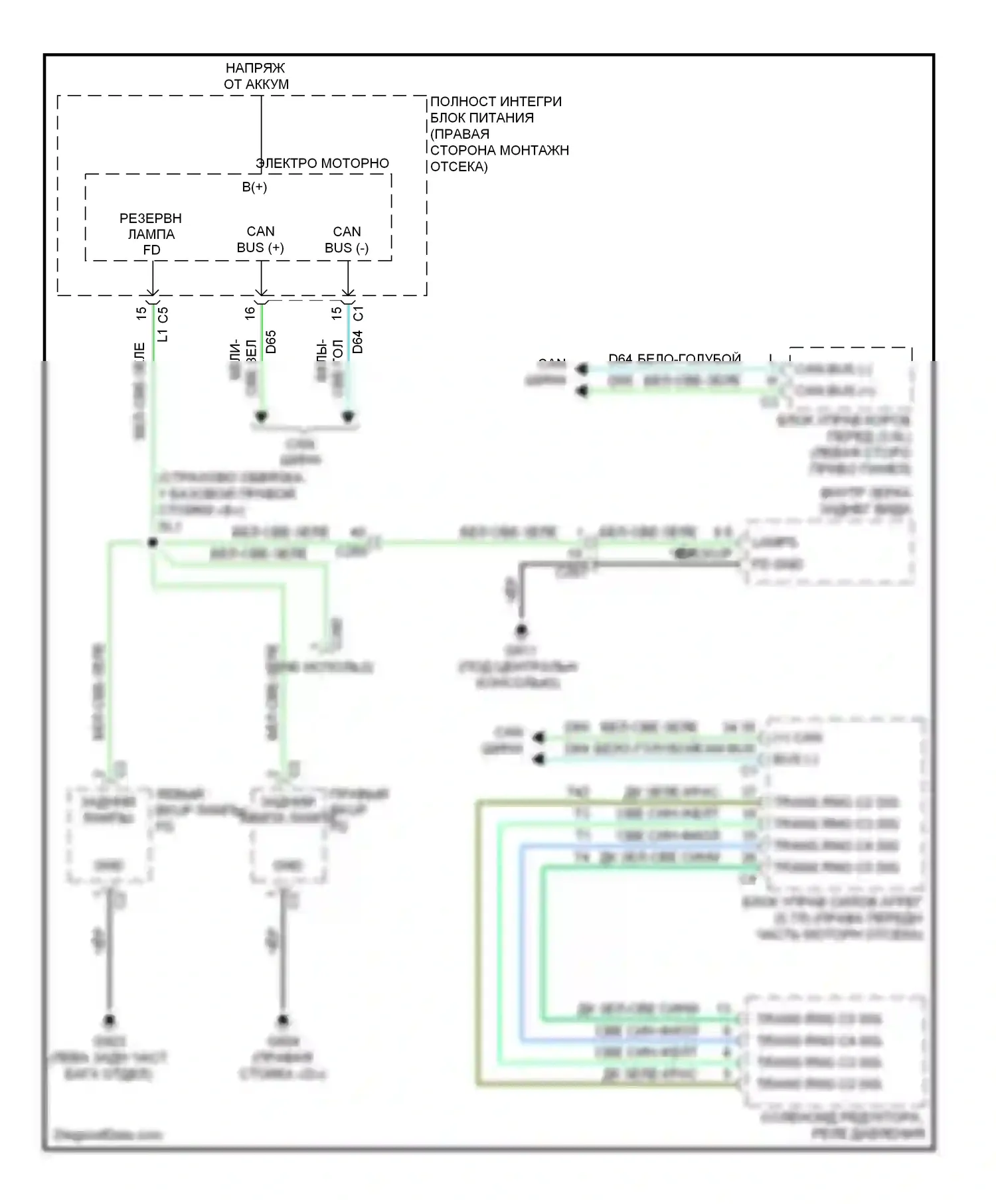 Durango Dodge III (2010-2013): Электросхема фонарей заднего хода 