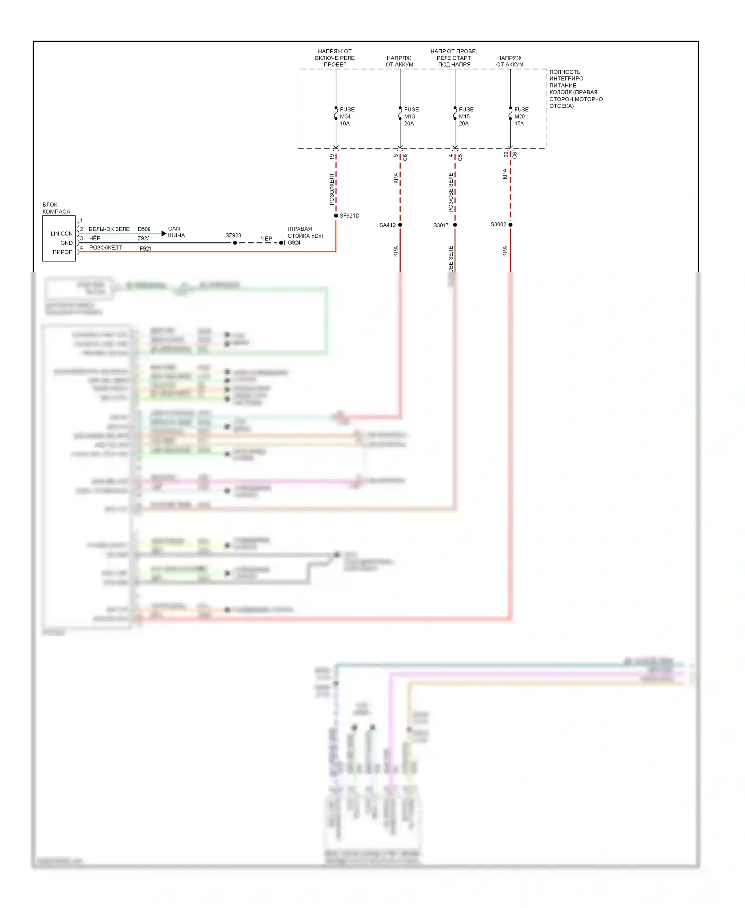 Durango Dodge III (2010-2013): Электросхема приборной панели (1 из 2) 