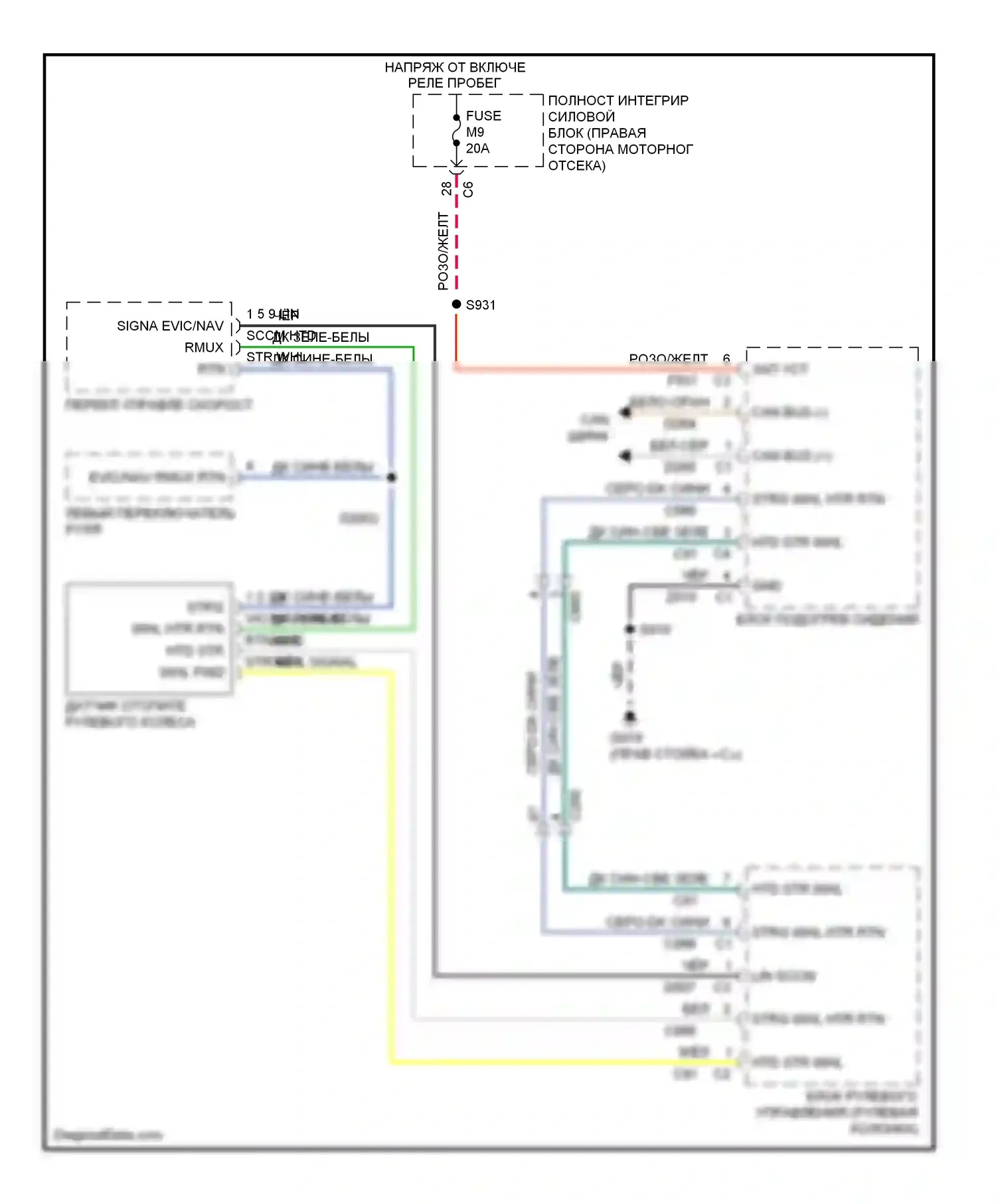Durango Dodge III (2010-2013): Электросхема рулевого колеса с подогревом 