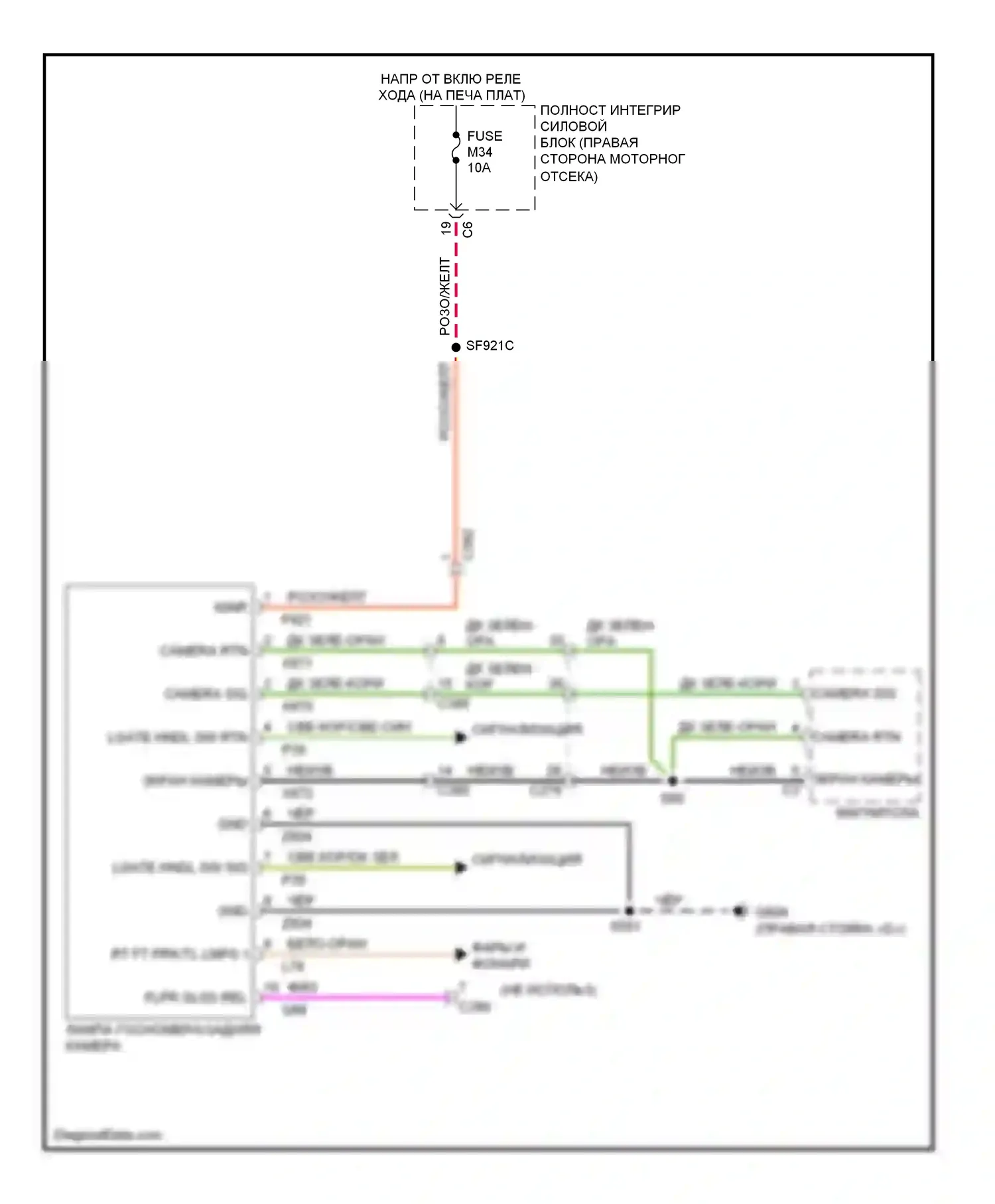 Durango Dodge III (2010-2013): Электросхема камеры заднего вида 