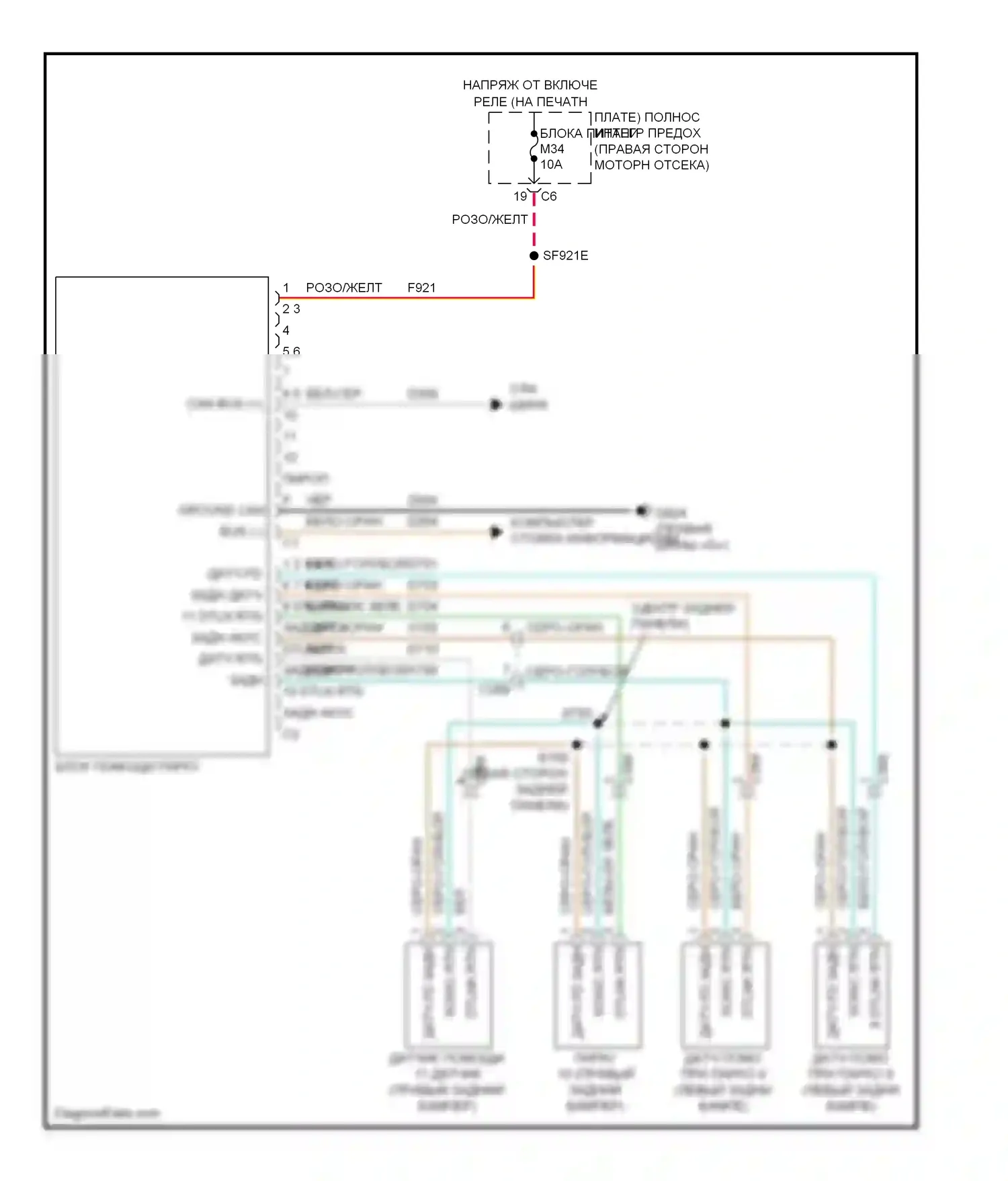 Durango Dodge III (2010-2013): Электросхема парктроника 