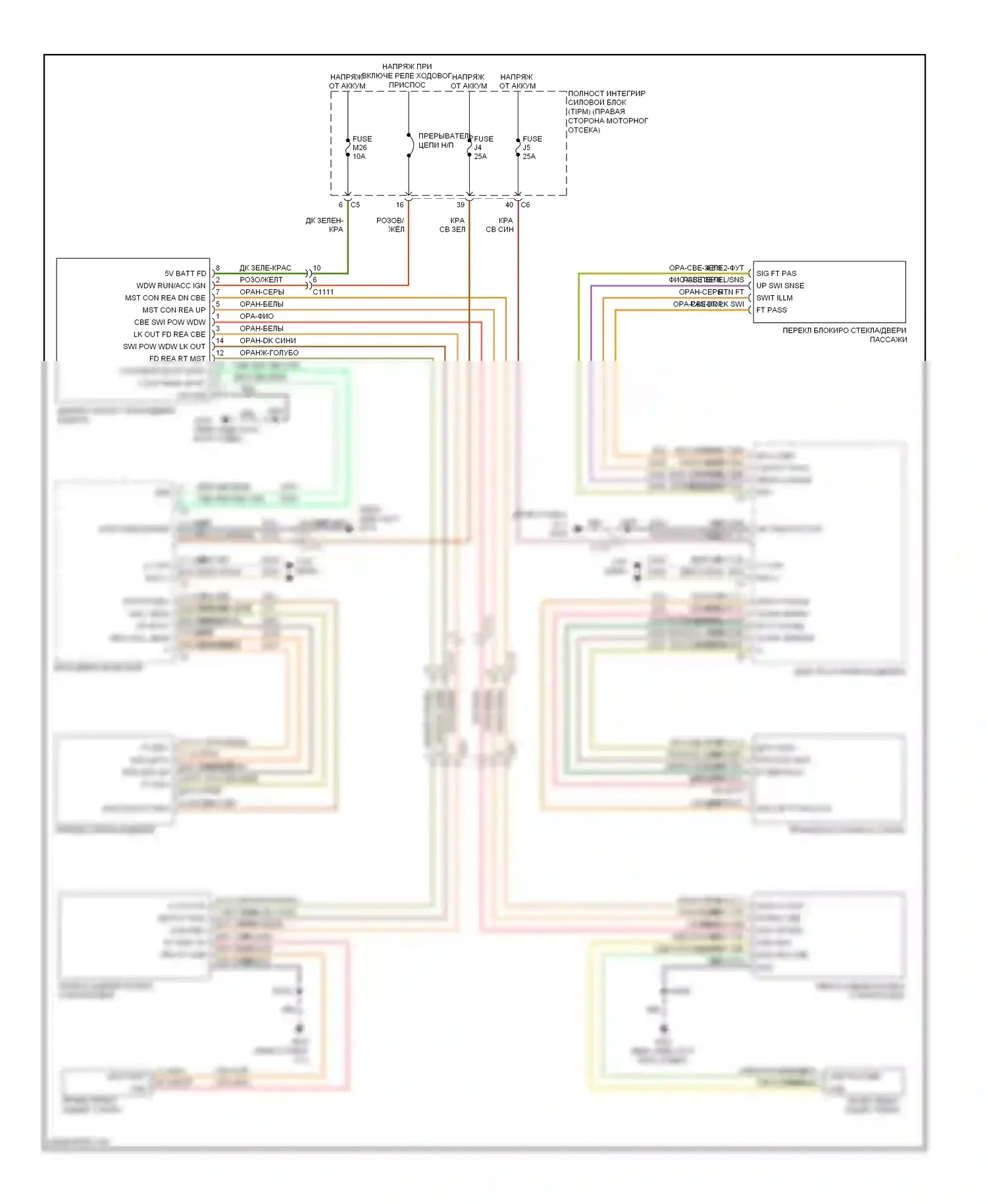 Durango Dodge III (2010-2013): Стеклоподъемники электросхема 