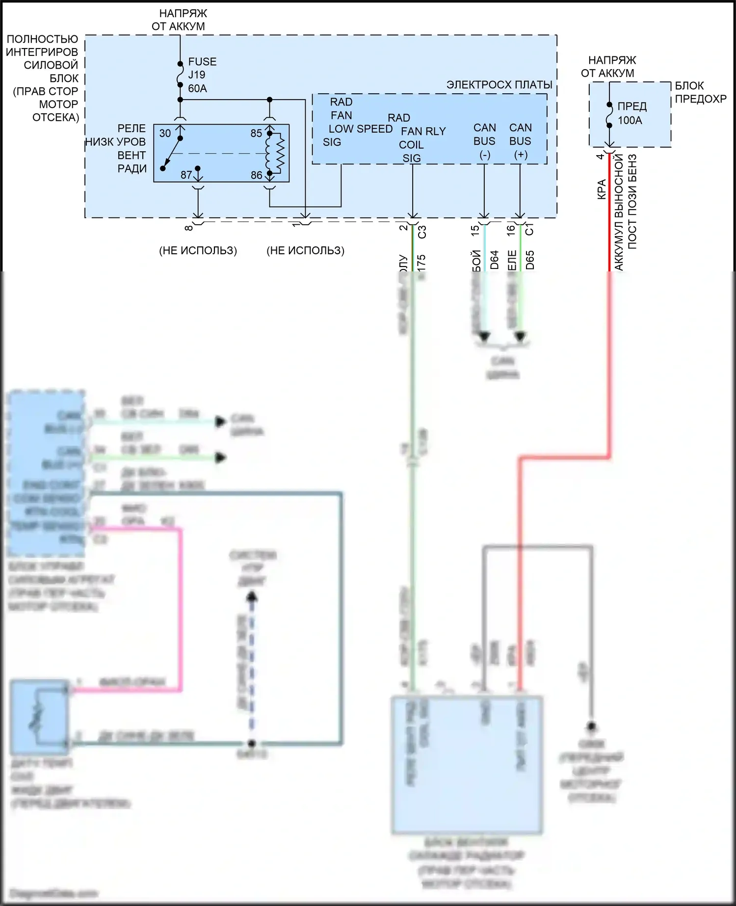 Durango Dodge III (2010-2013): 5.7l, электросхема вентилятора охлаждения 