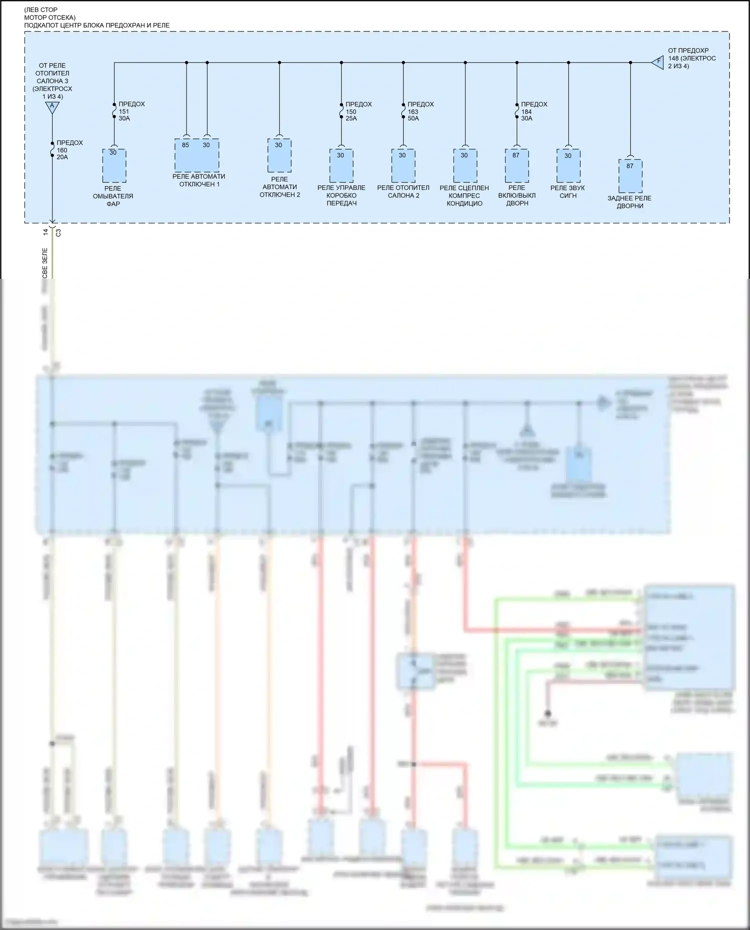 Journey Dodge I рестайлинг (2011-2020): Электросхема блока предохранителей реле (3 из 4) 