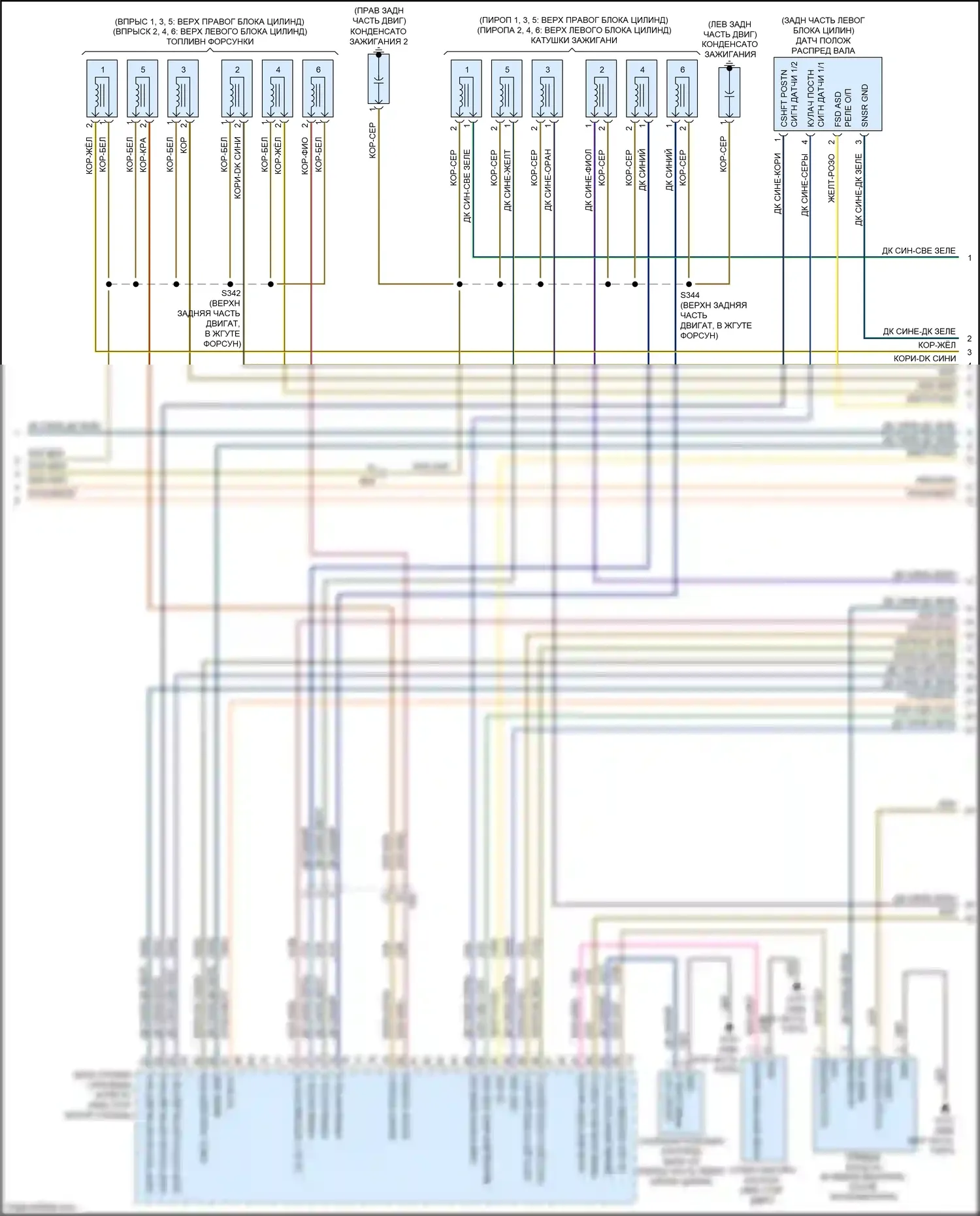 Journey Dodge I рестайлинг (2011-2020): Электросхема двигателя 3.6л (4 из 6) 