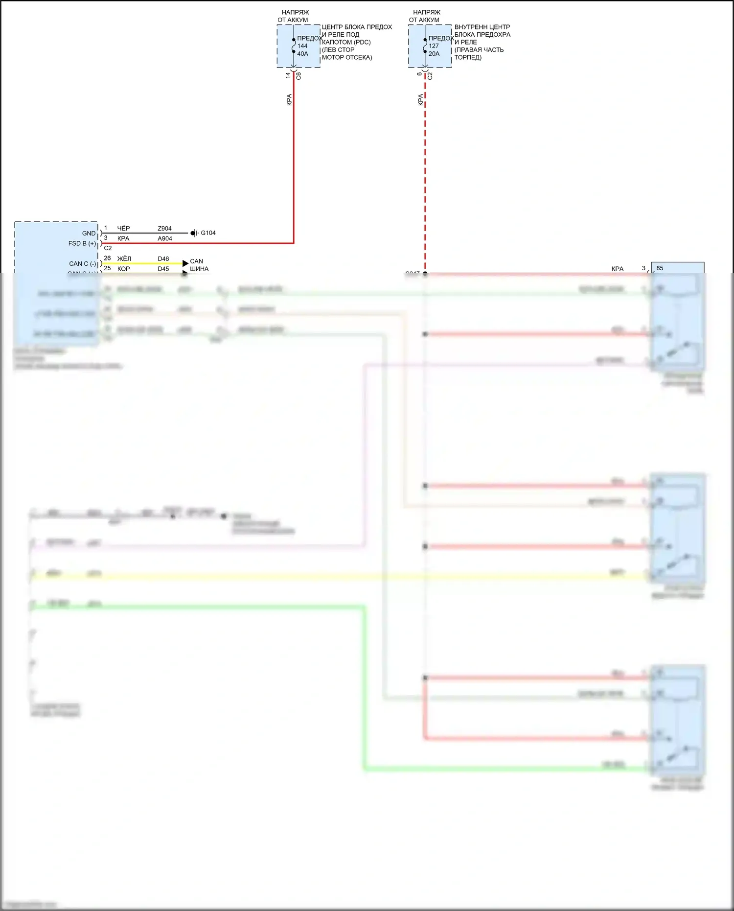 Journey Dodge I рестайлинг (2011-2020): Электросхема буксировки прицепа 