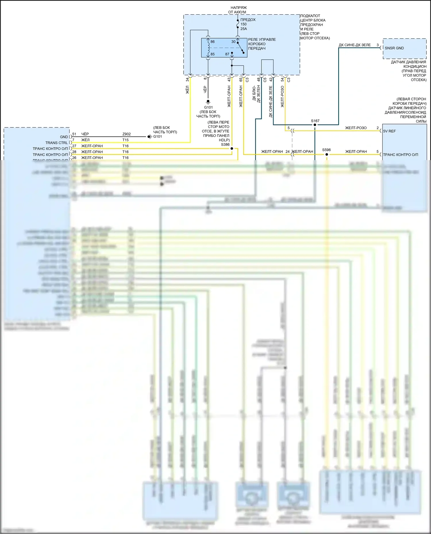 Journey Dodge I рестайлинг (2011-2020): 2.4l, электросхема автоматической коробки передач 