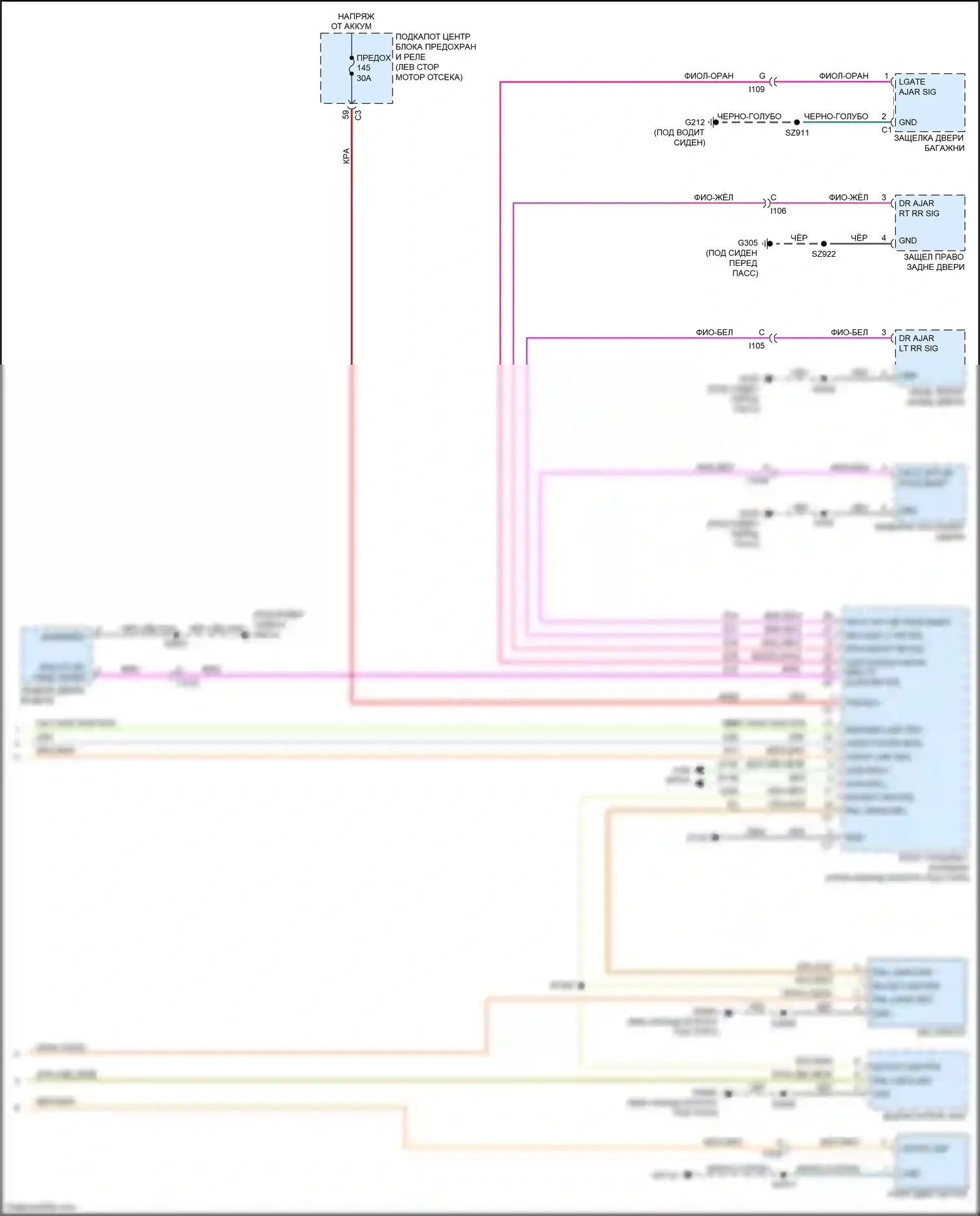 Journey Dodge I рестайлинг (2011-2020): Электросхема освещения салона (2 из 2) 